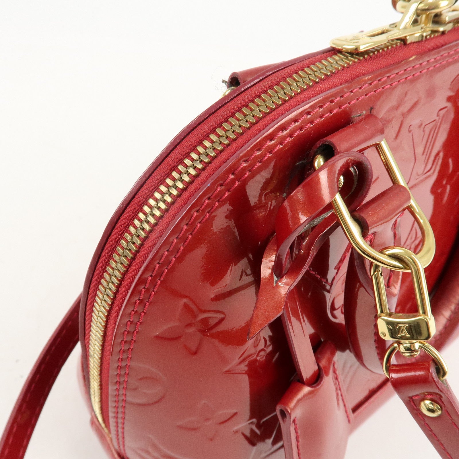 Louis Vuitton Monogram Vernis Alma BB 2Way Bag Red M91606 Used