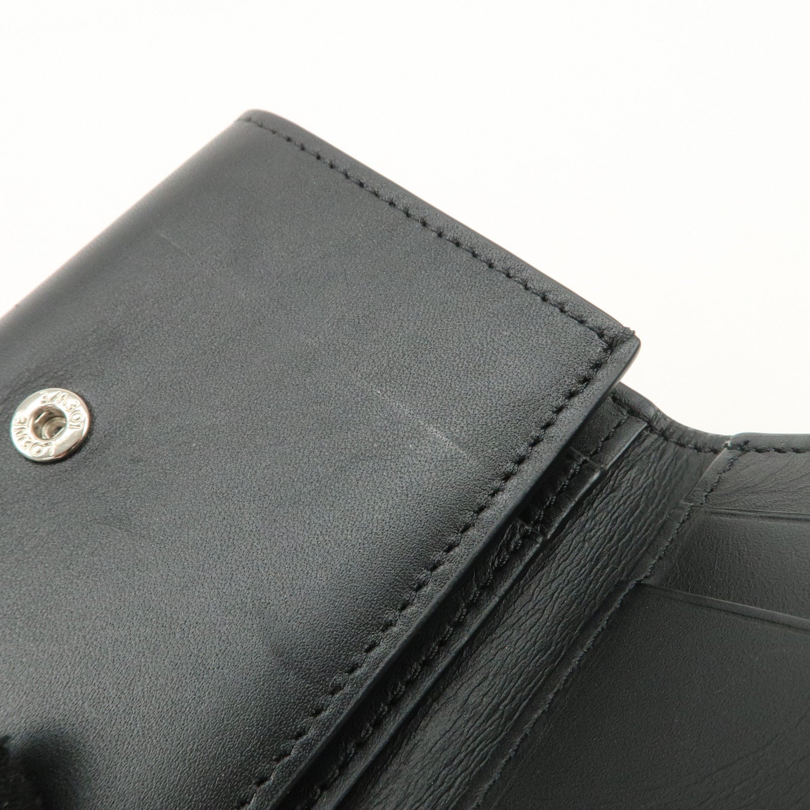 LOEWE Anagram Leather Tri-fold Wallet Black