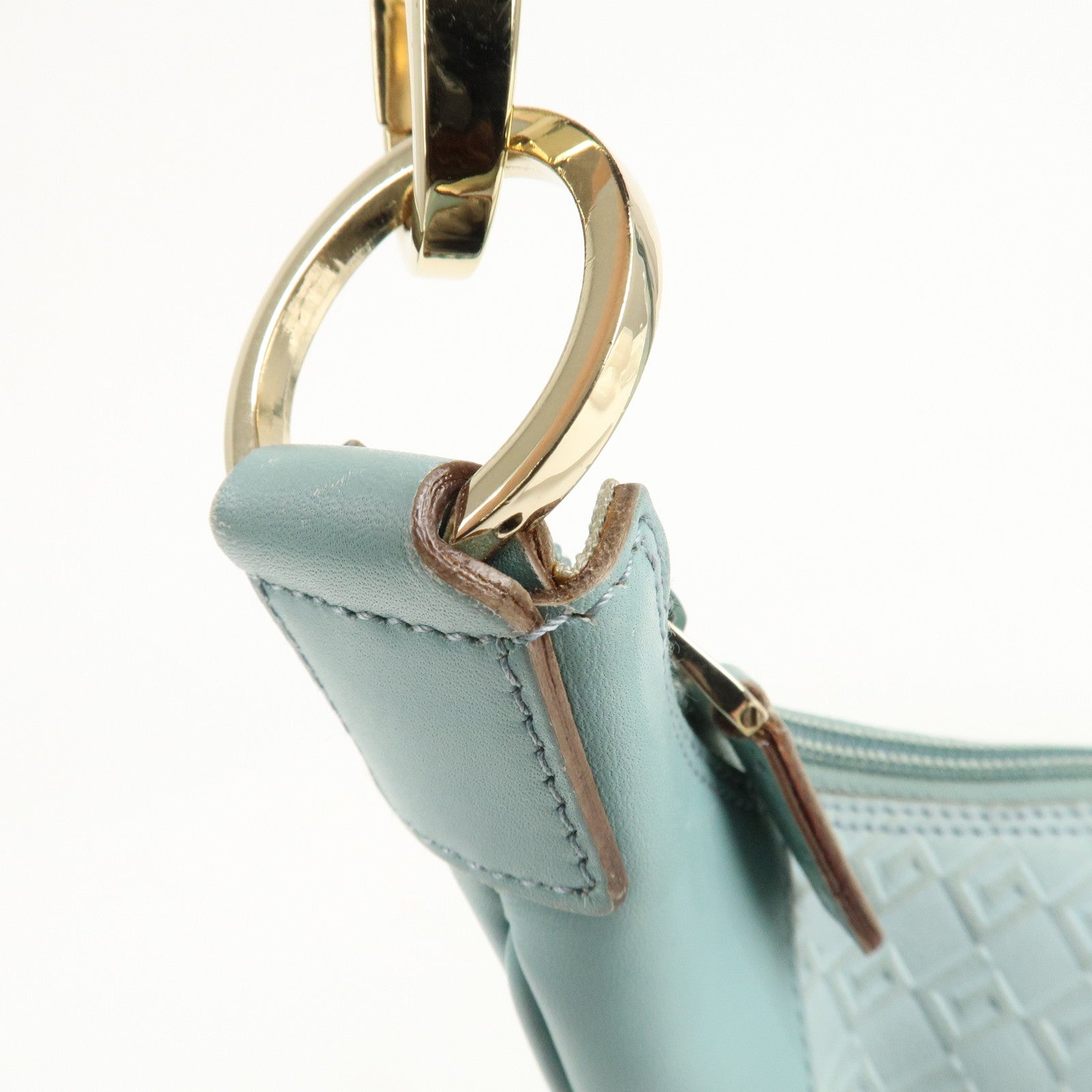 GUCCI Suede Leather Shoulder Bag Hand Bag Light Blue 001.4158