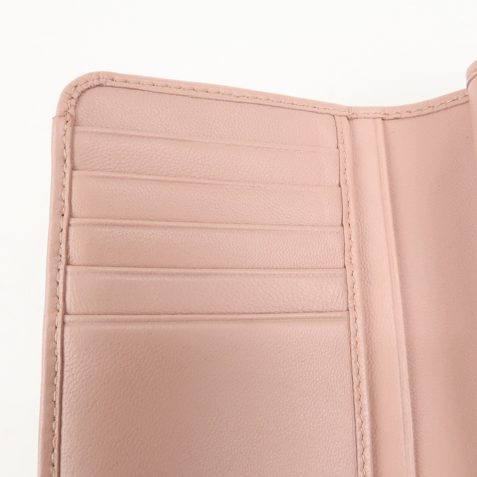 MIU MIU Matelasse Leather Tri-fold Wallet Pink