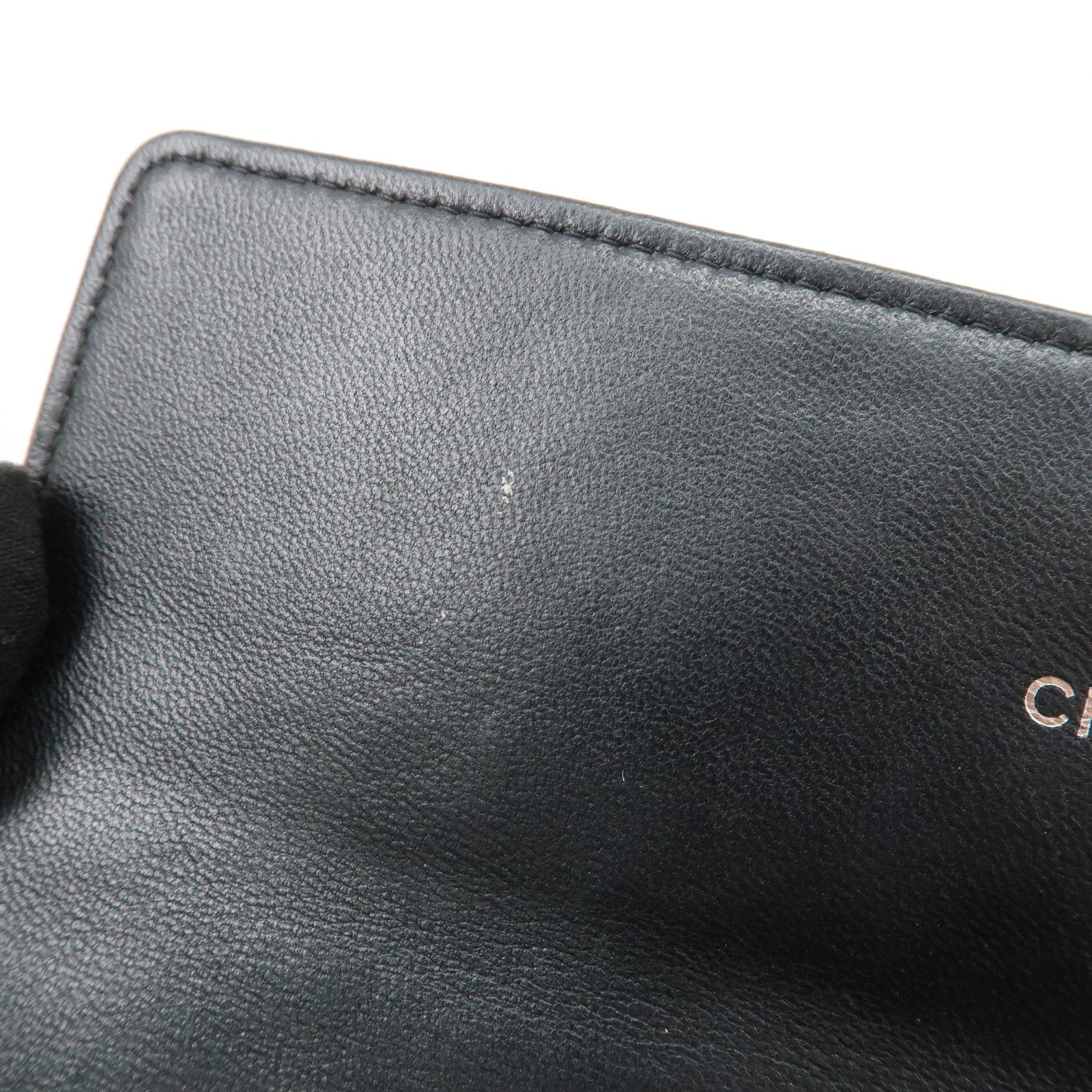 CHANEL Camelia Coco Mark Leather Bi-fold Long Wallet Black Used