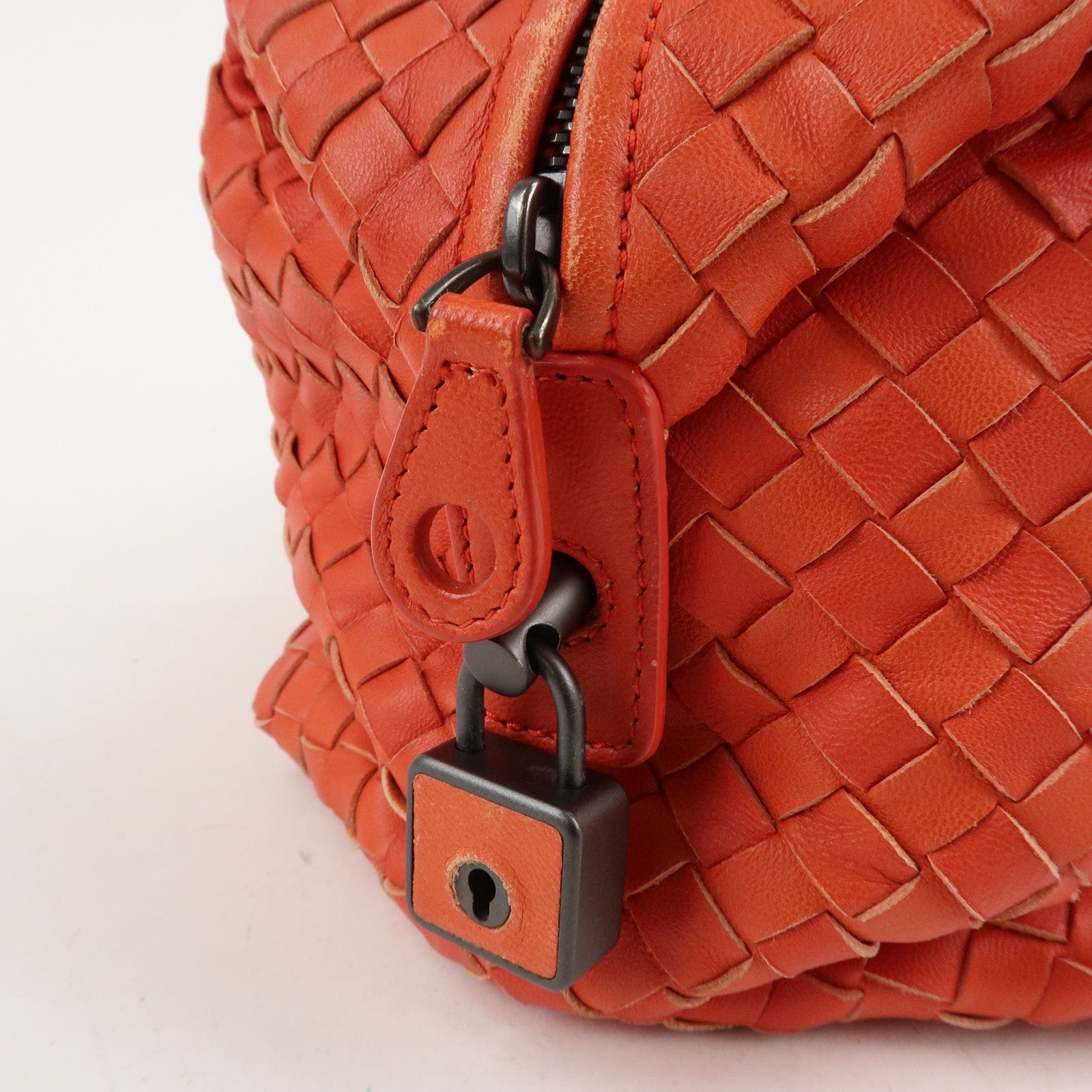 BOTTEGA VENETA Intrecciato Leather Boston Montaigne Bag Orange