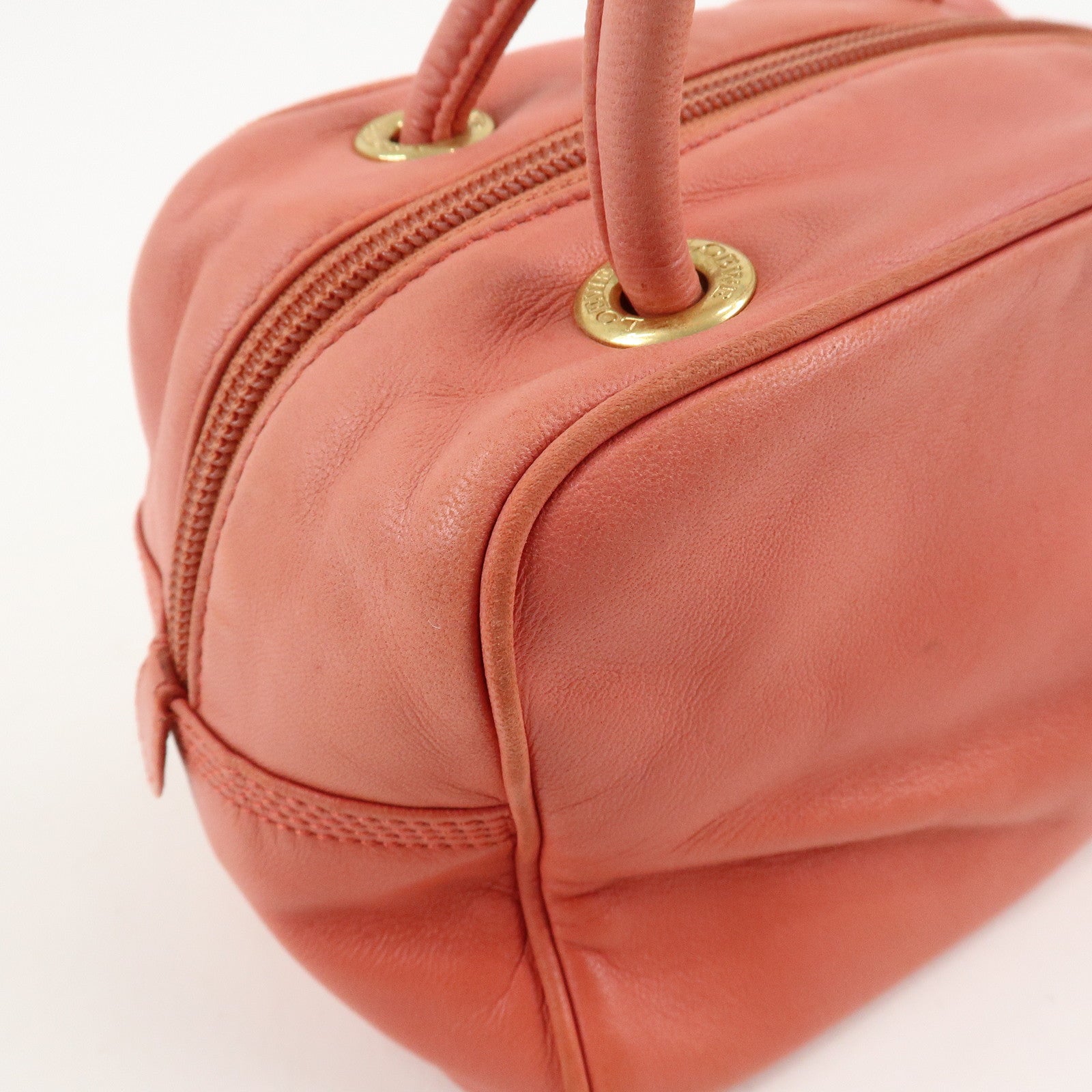 LOEWE Anagram Leather Mini Hand Bag Small Bag Pink Gold Hardware