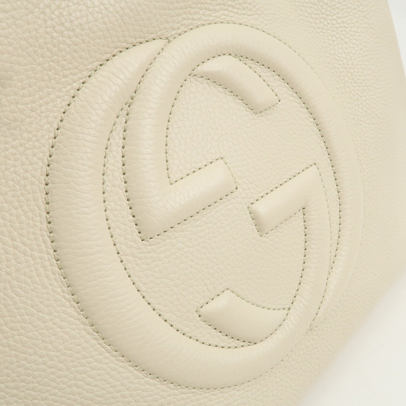 GUCCI SOHO Interlocking G Leather Chain Shoulder Bag Ivory 536196