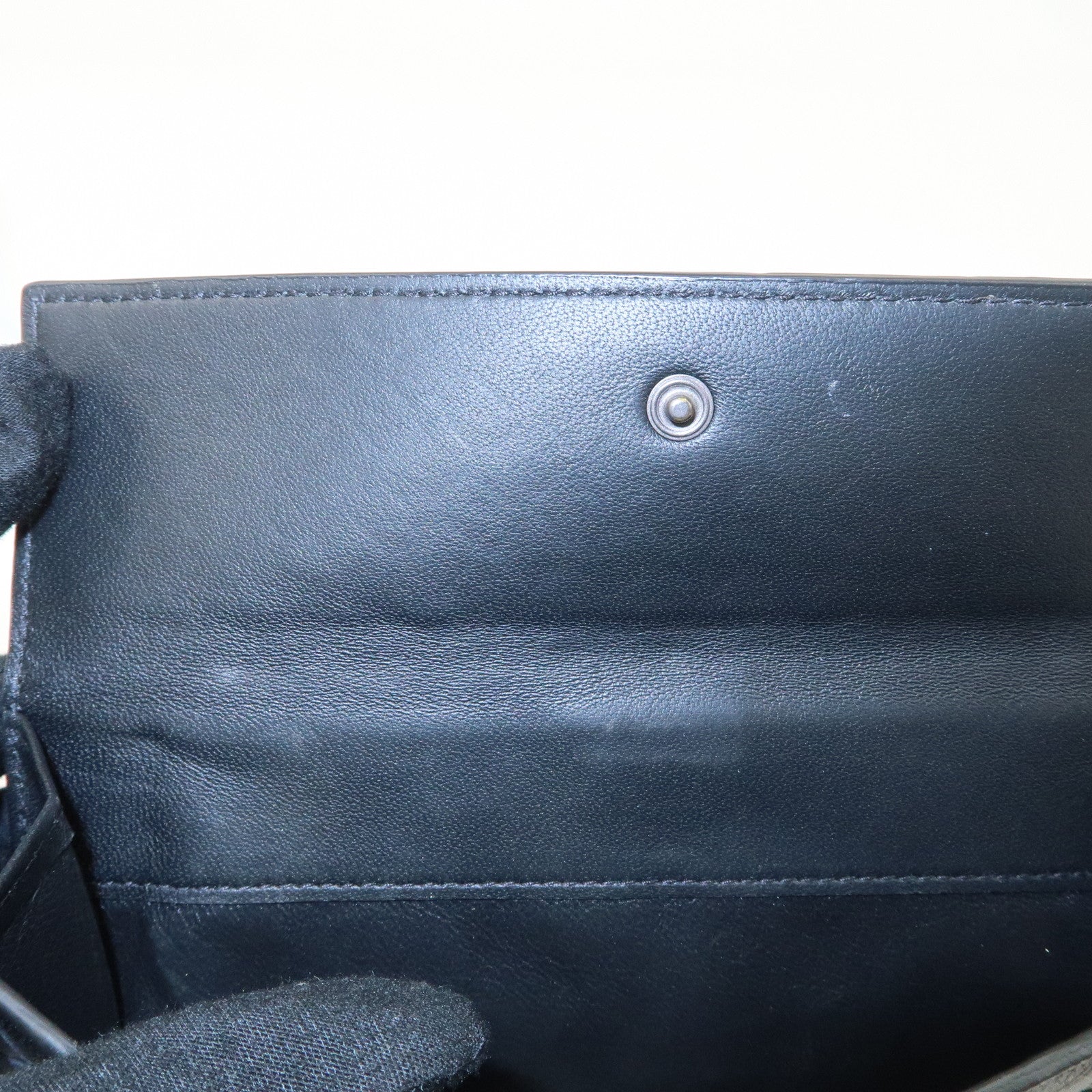 BOTTEGA VENETA Intrecciato Leather W Hook Long Wallet Black