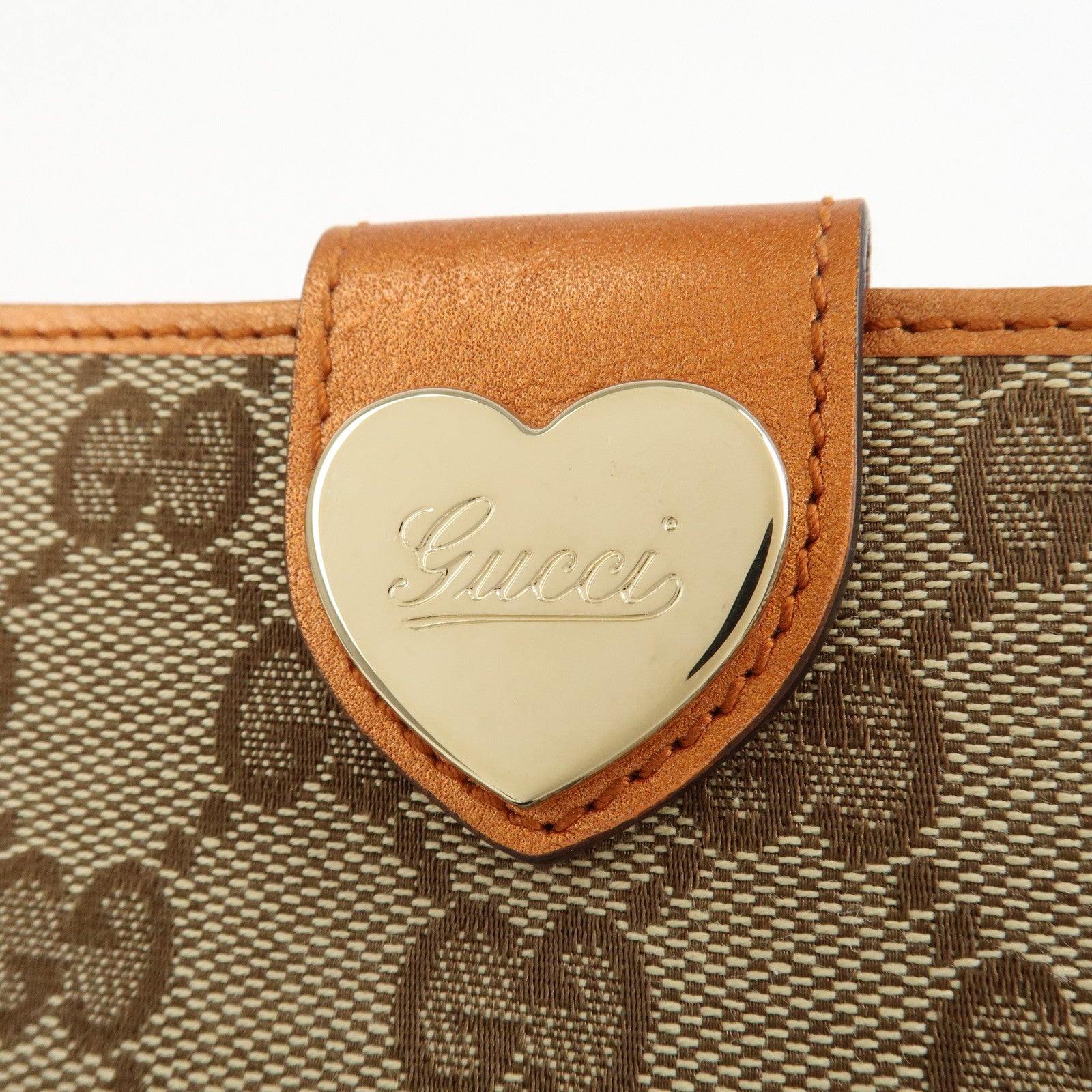 GUCCI Lovely Heart GG Canvas Leather Bifold Card Case 224261 Used