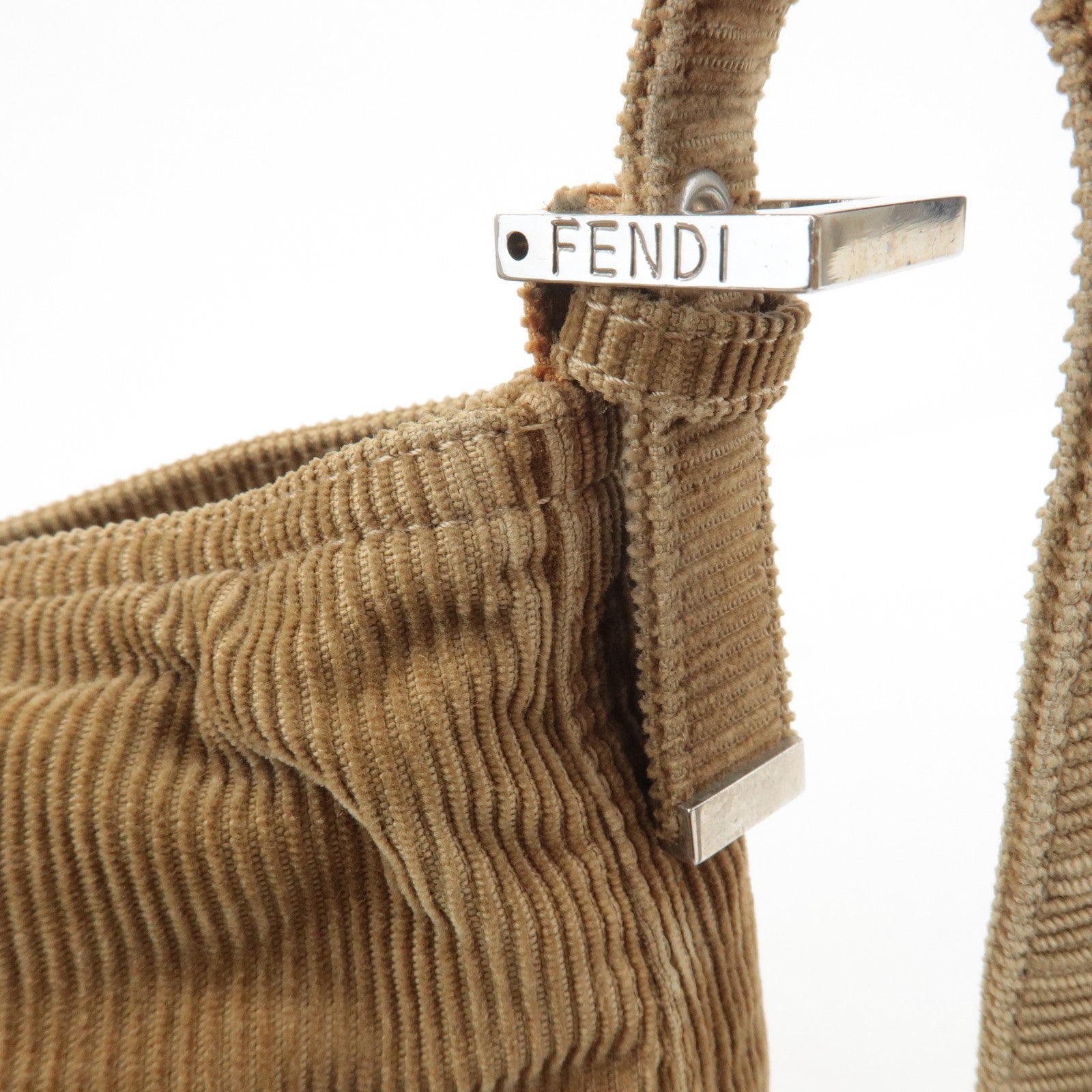 FENDI Corduroy Shoulder Bag Khaki 214526727009