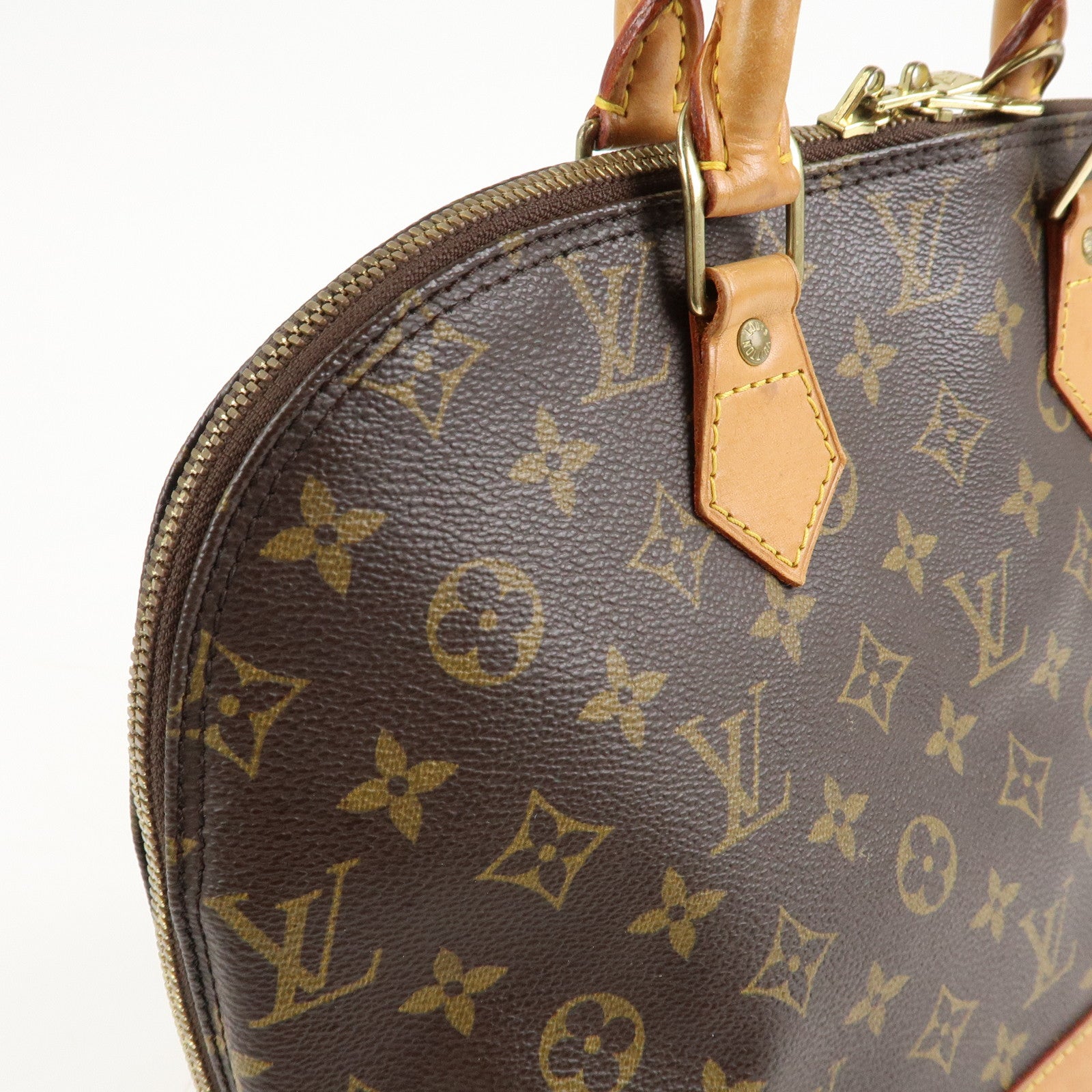 Louis Vuitton Monogram Alma Hand Bag Brown Gold Hardware M51130 Used