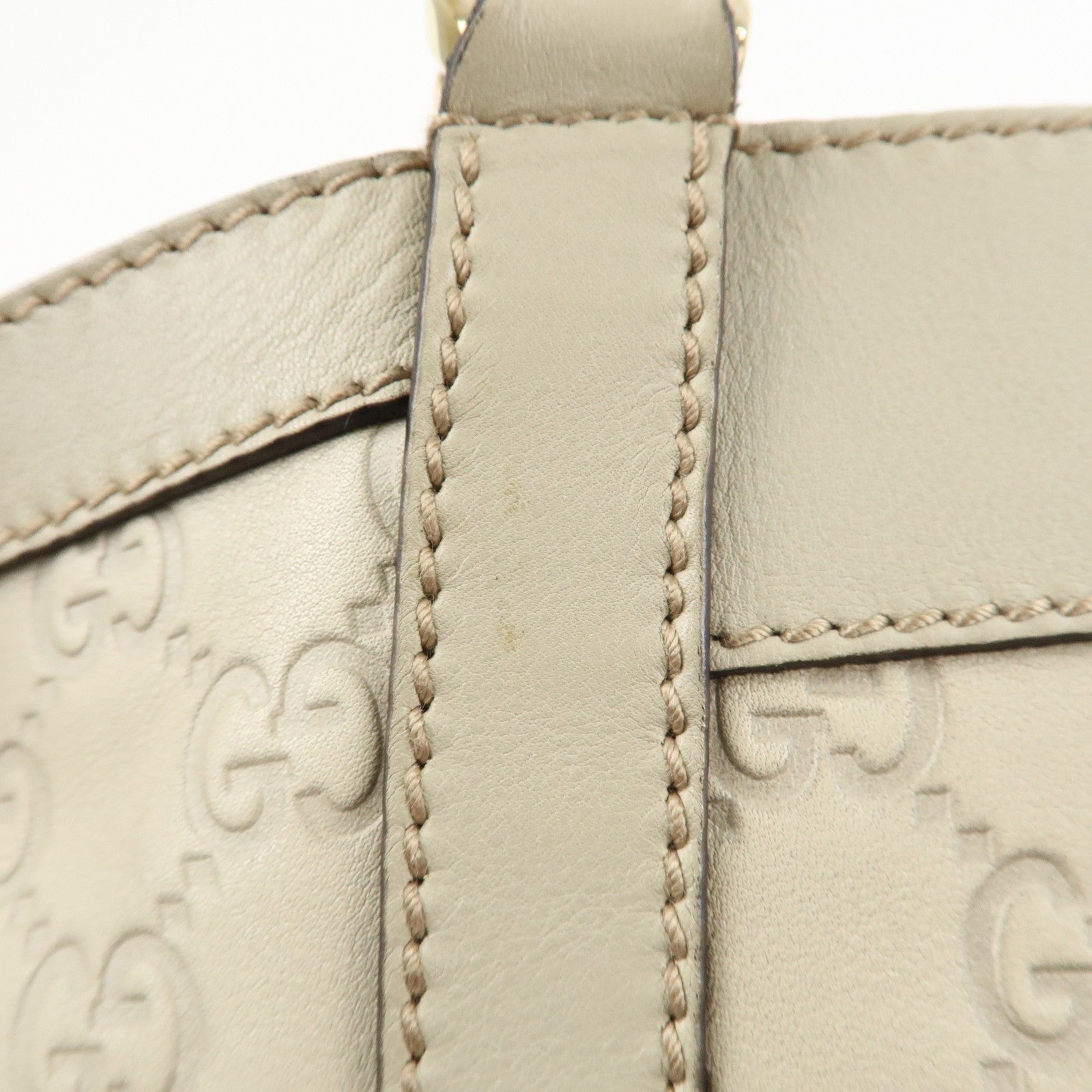 GUCCI Abbey GG Canvas Leather Shoulder Bag Ivory 211983 Used