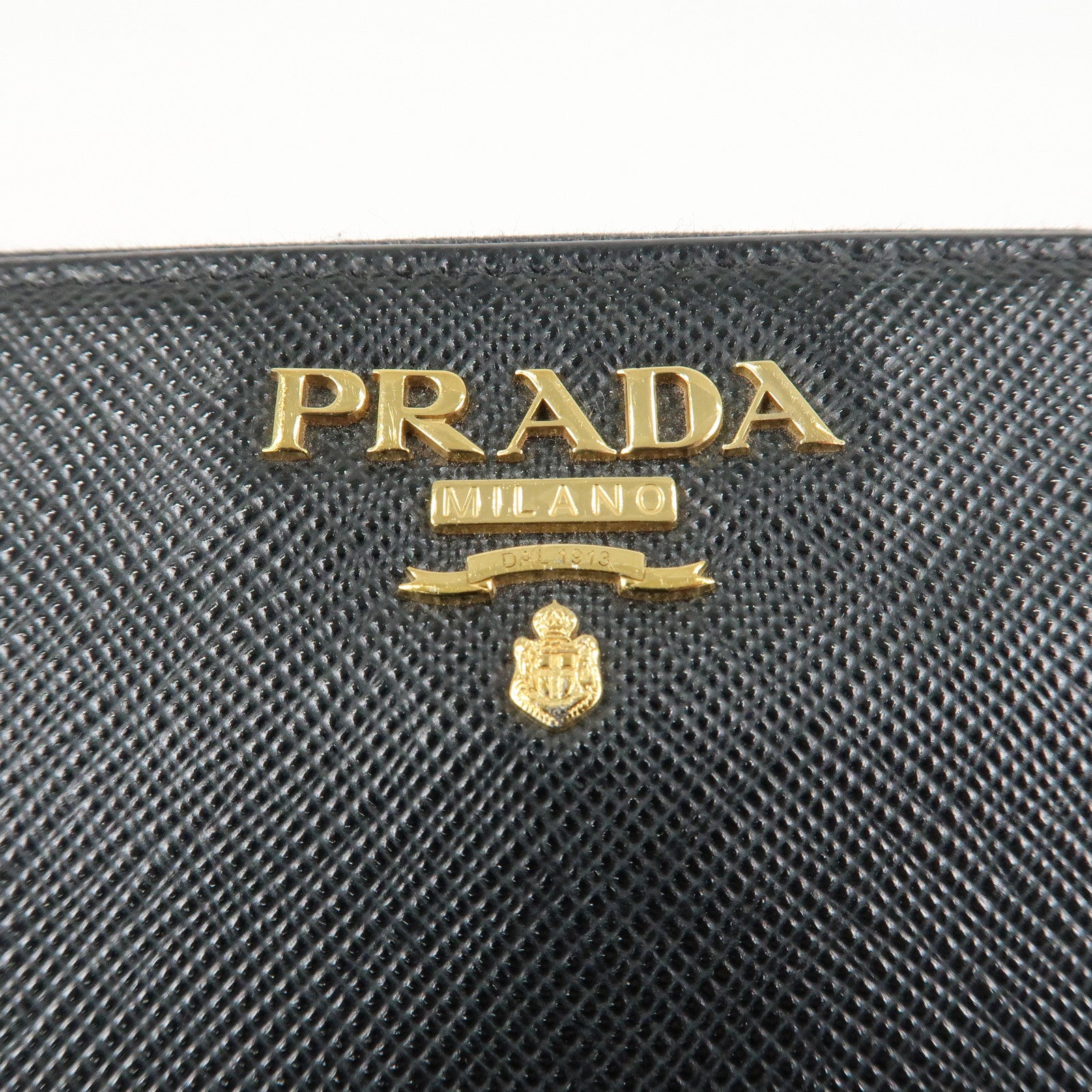 PRADA Saffiano Leather Round Zipper Long Wallet Black 1M0506 Used