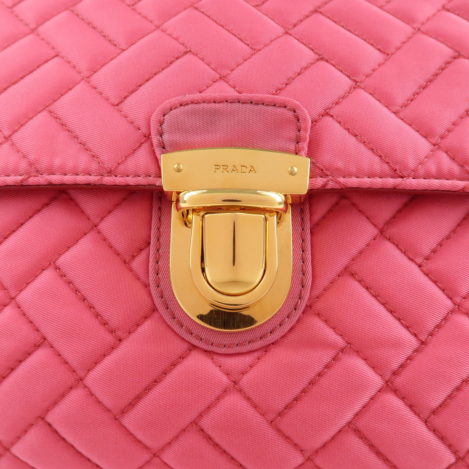 PRADA Nylon Leather Chain Shoulder Bag Pink BR4965