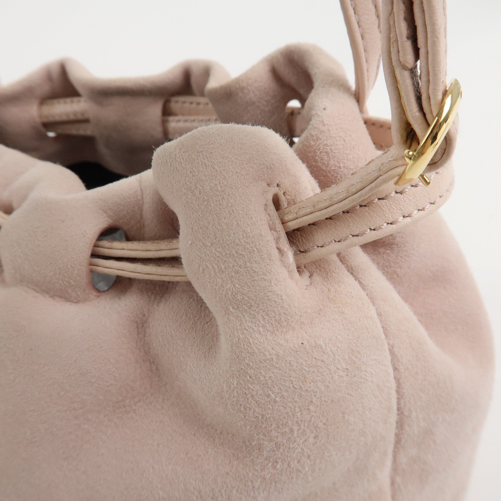 LOEWE Anagram Suede Leather Hand Bag Pink Beige Used