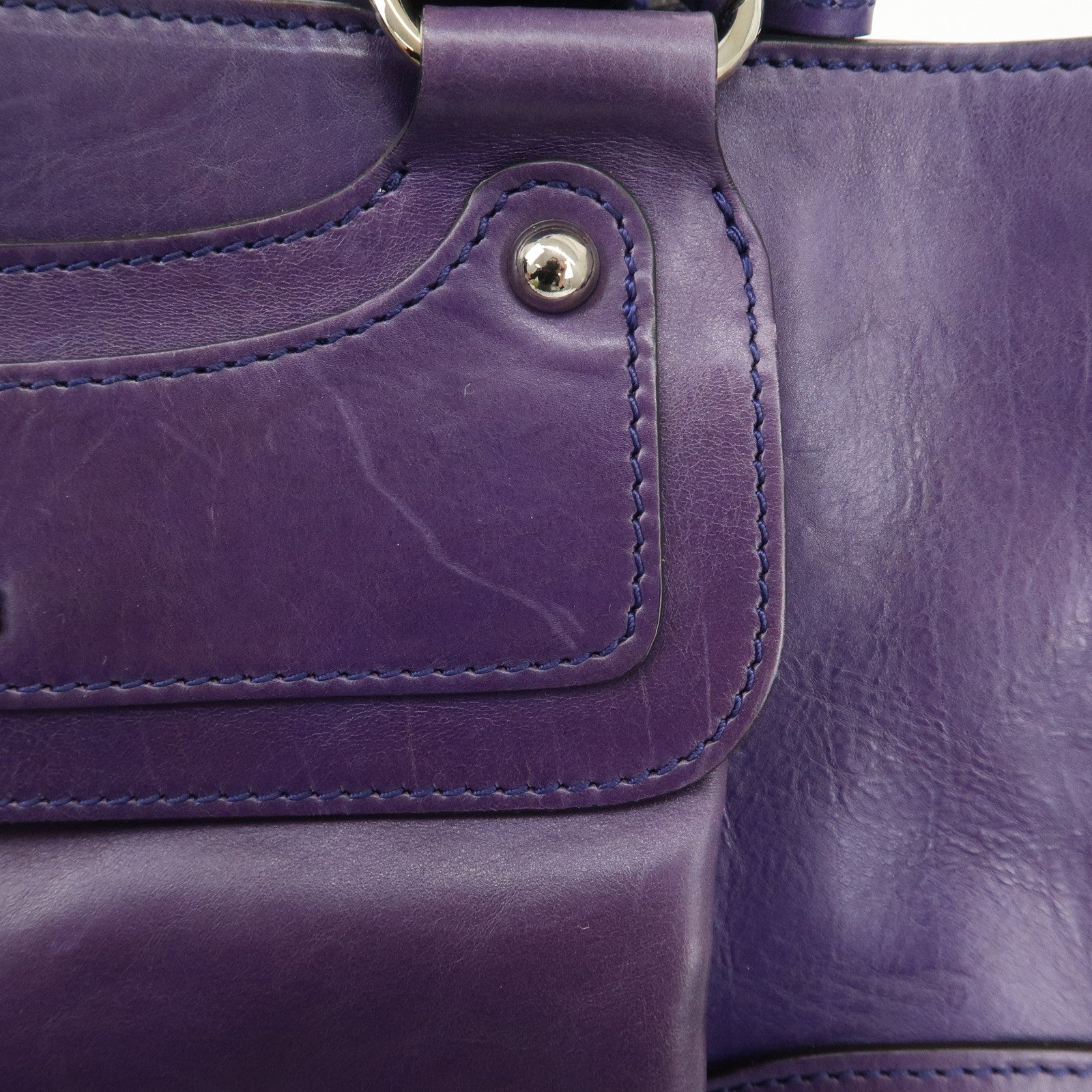 CELINE Leather Boogie Bag Hand Bag Purple