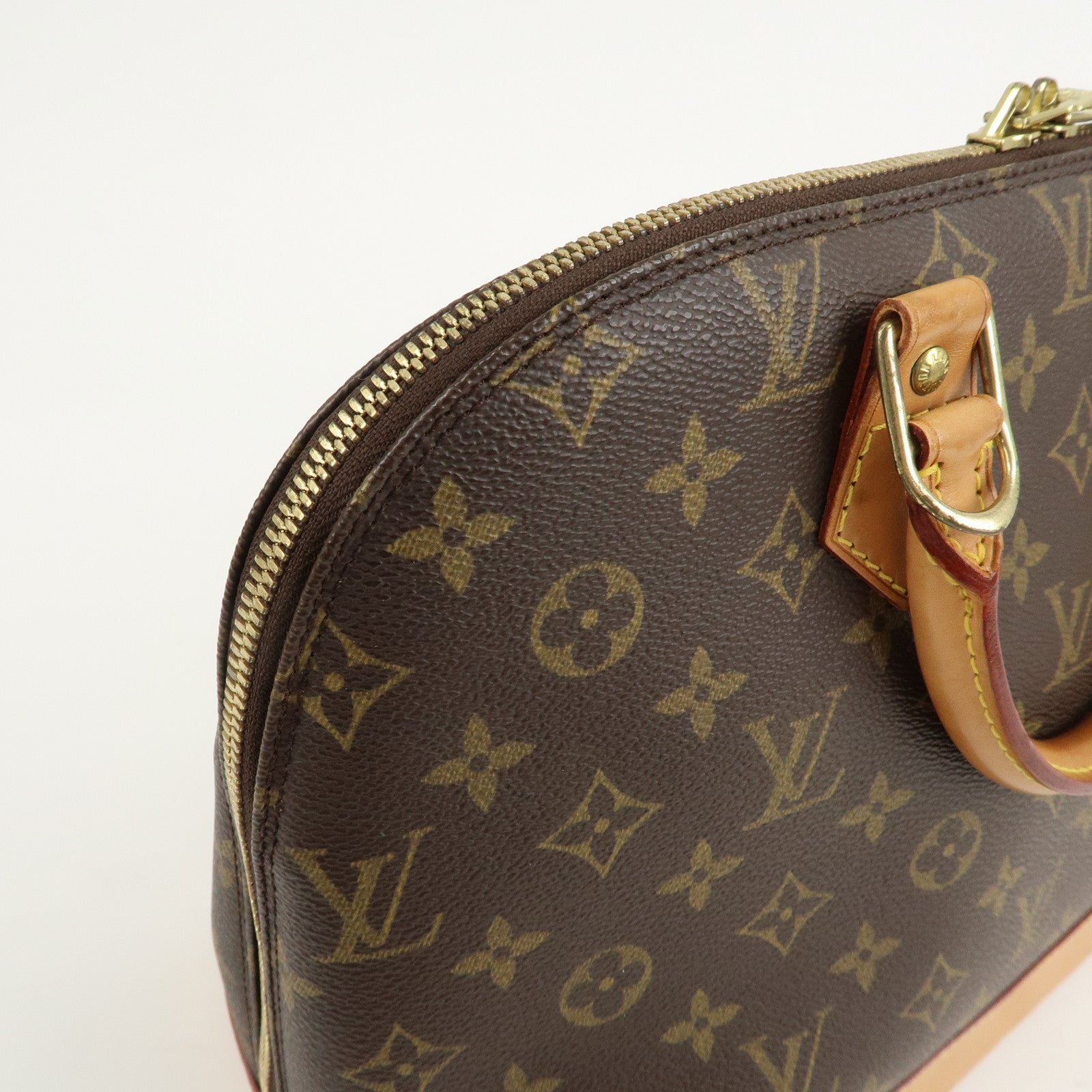 Louis Vuitton Monogram Alma Hand Bag Brown Gold HDW M51130 Used