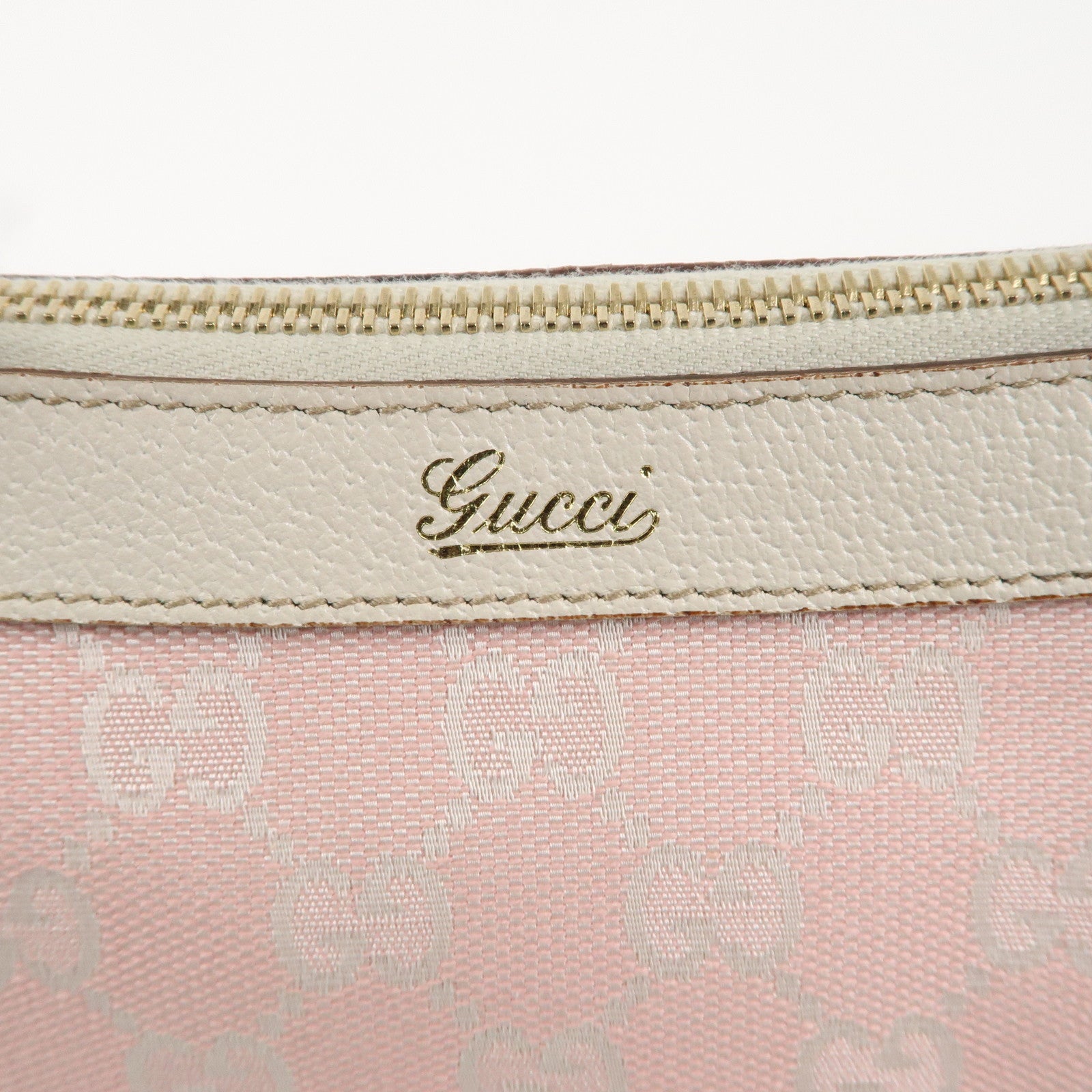 GUCCI GG Canvas Leather Hand Shoulder Bag Pink Ivory 146244