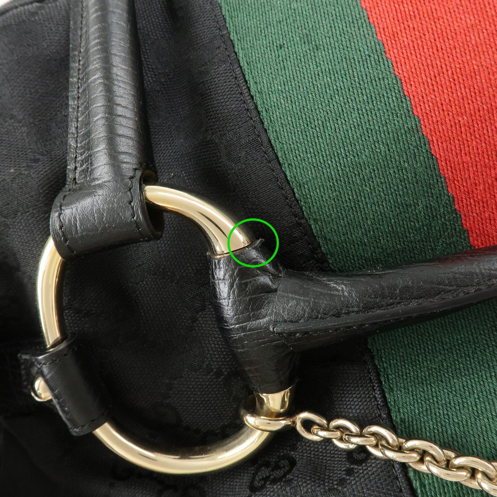 GUCCI Sherry Horsebit GG Canvas Leather Boston Bag 131021 Used