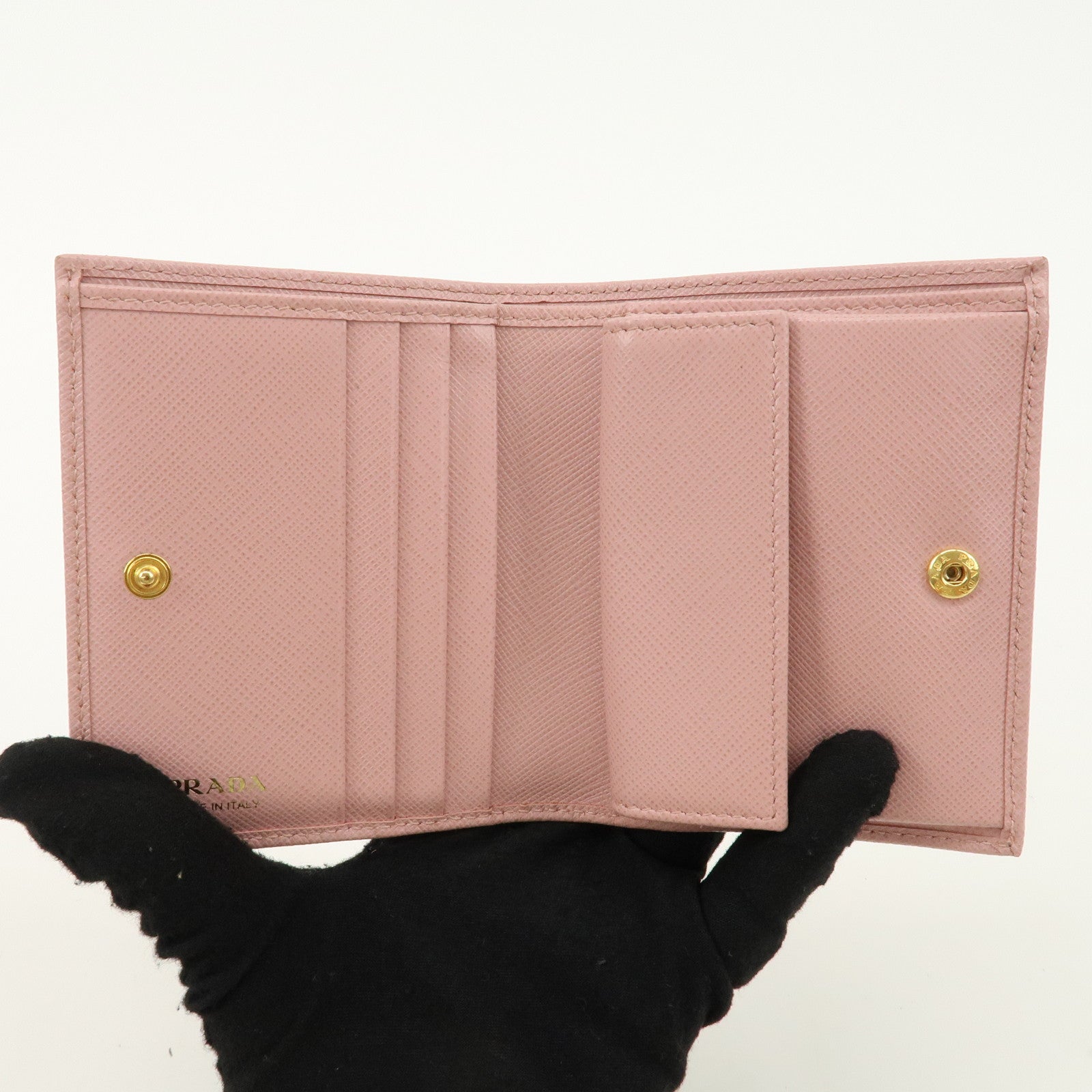 PRADA Logo Leather Bi-fold Wallet Small Wallet Purse Pink