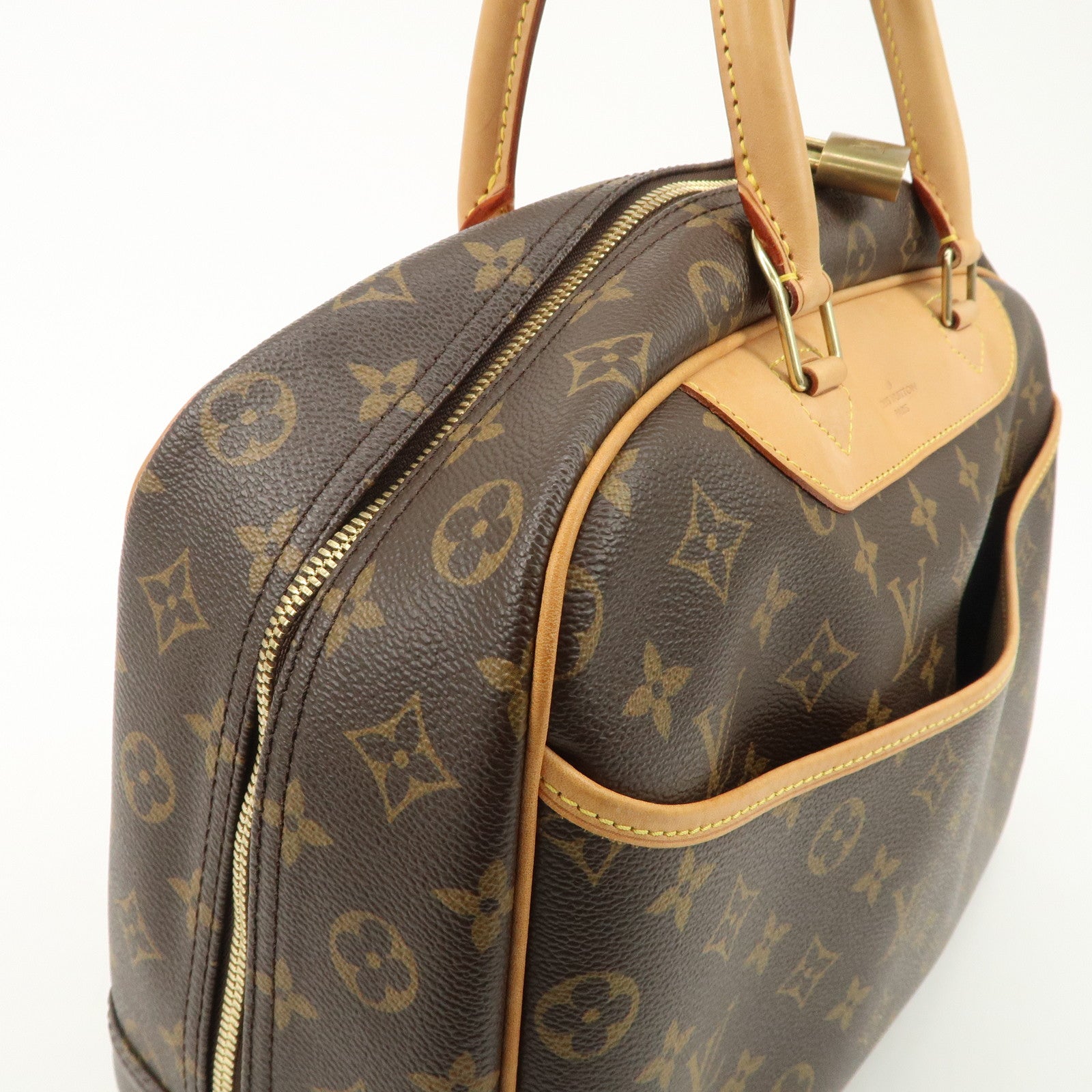 Louis Vuitton Monogram Deauville Hand Bag Brown M47270 Used