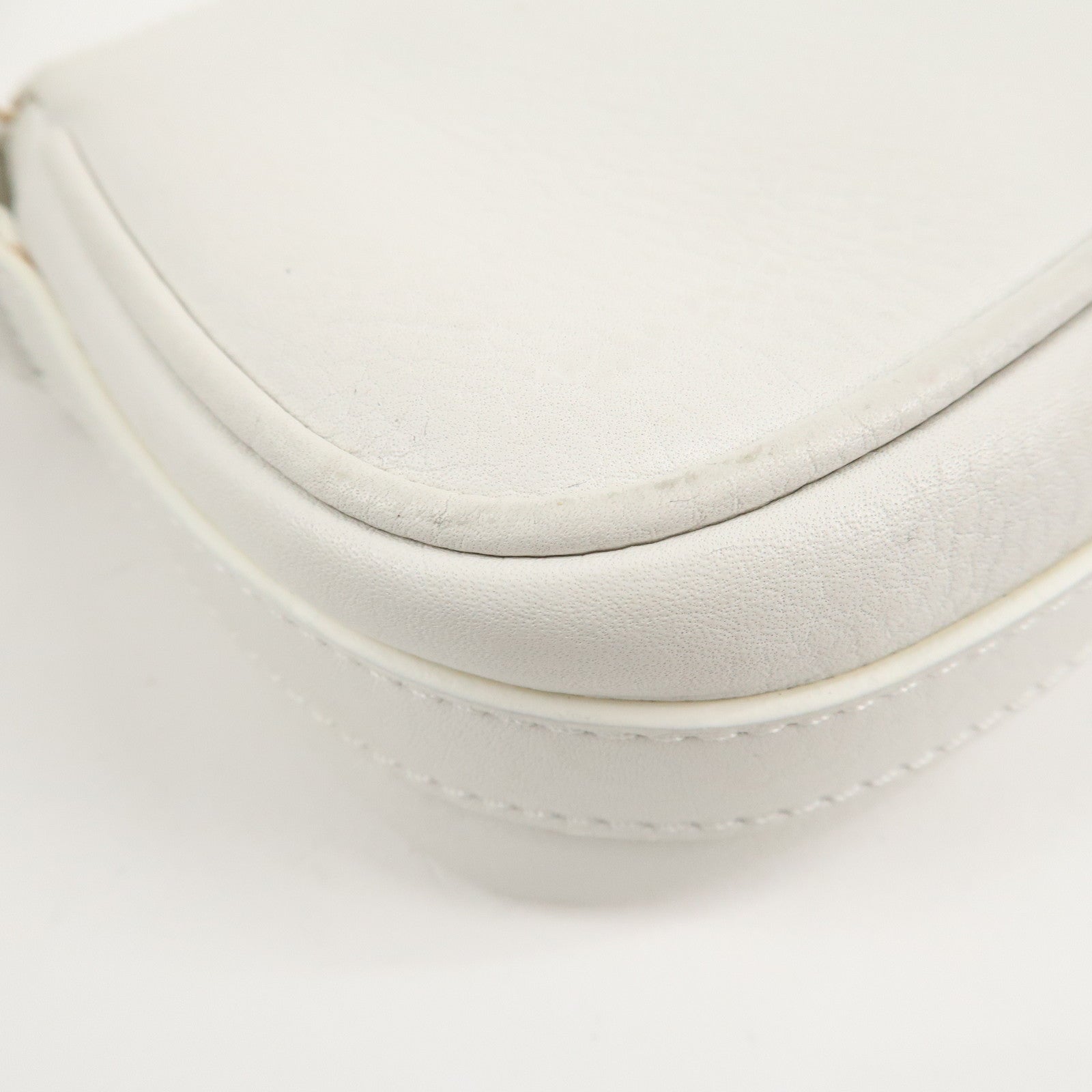 Christian Dior Canvas Leather Logo Charm Hand Bag White