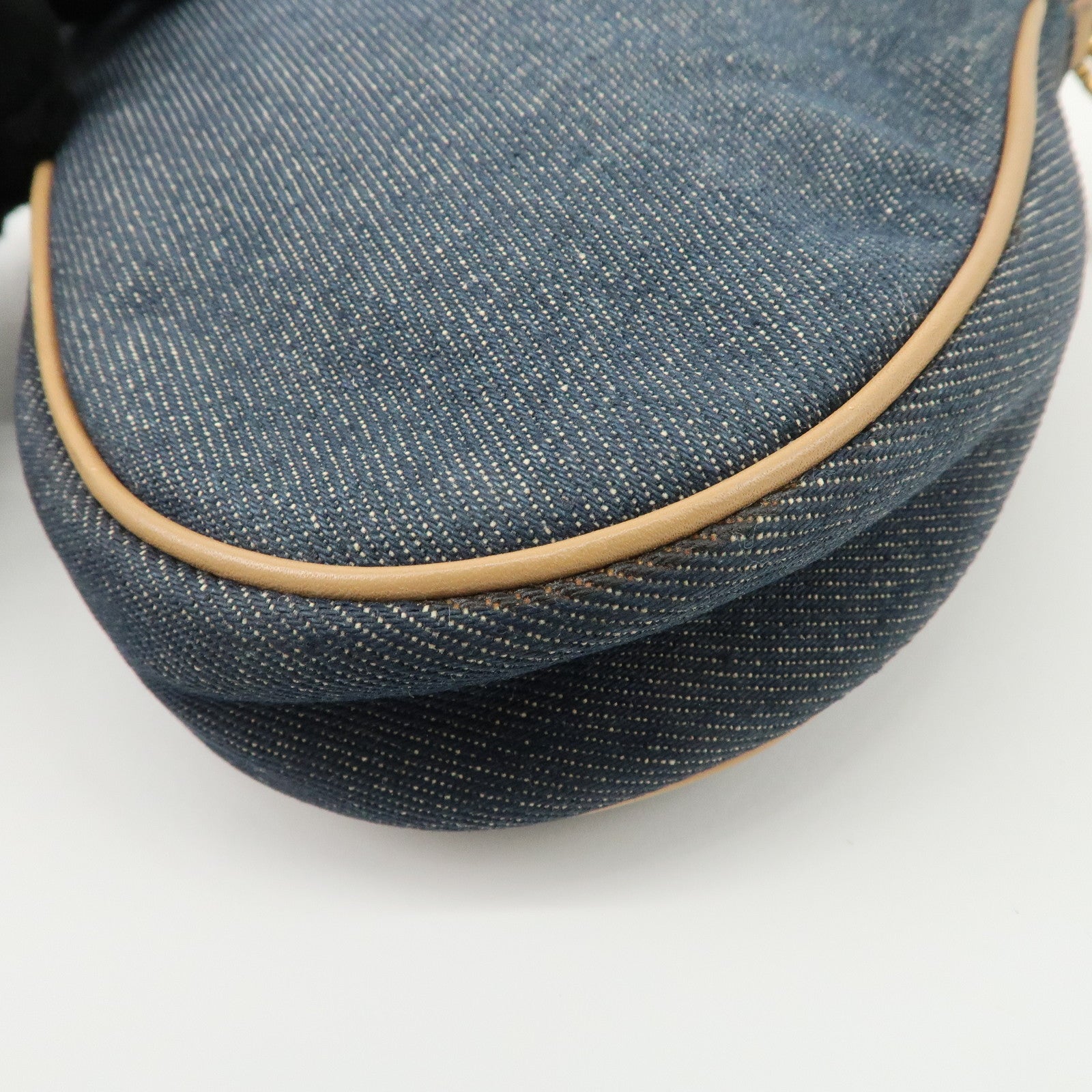 Christian Dior Denim Leather Saddle Pouch SHoulder Bag Blue Beige