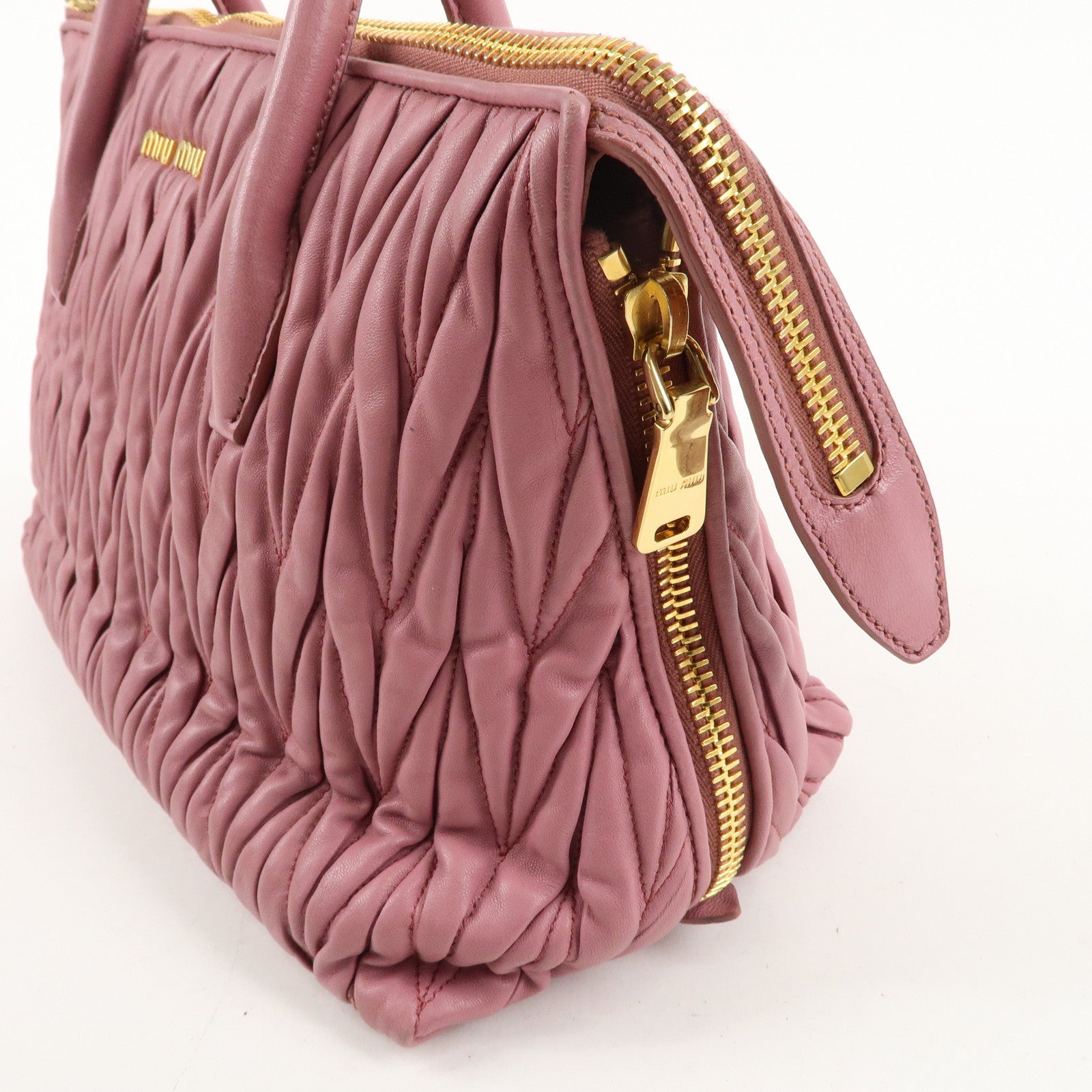 MIU MIU Matelasse Leather 2way Bag Shoulder Hand Bag Pink