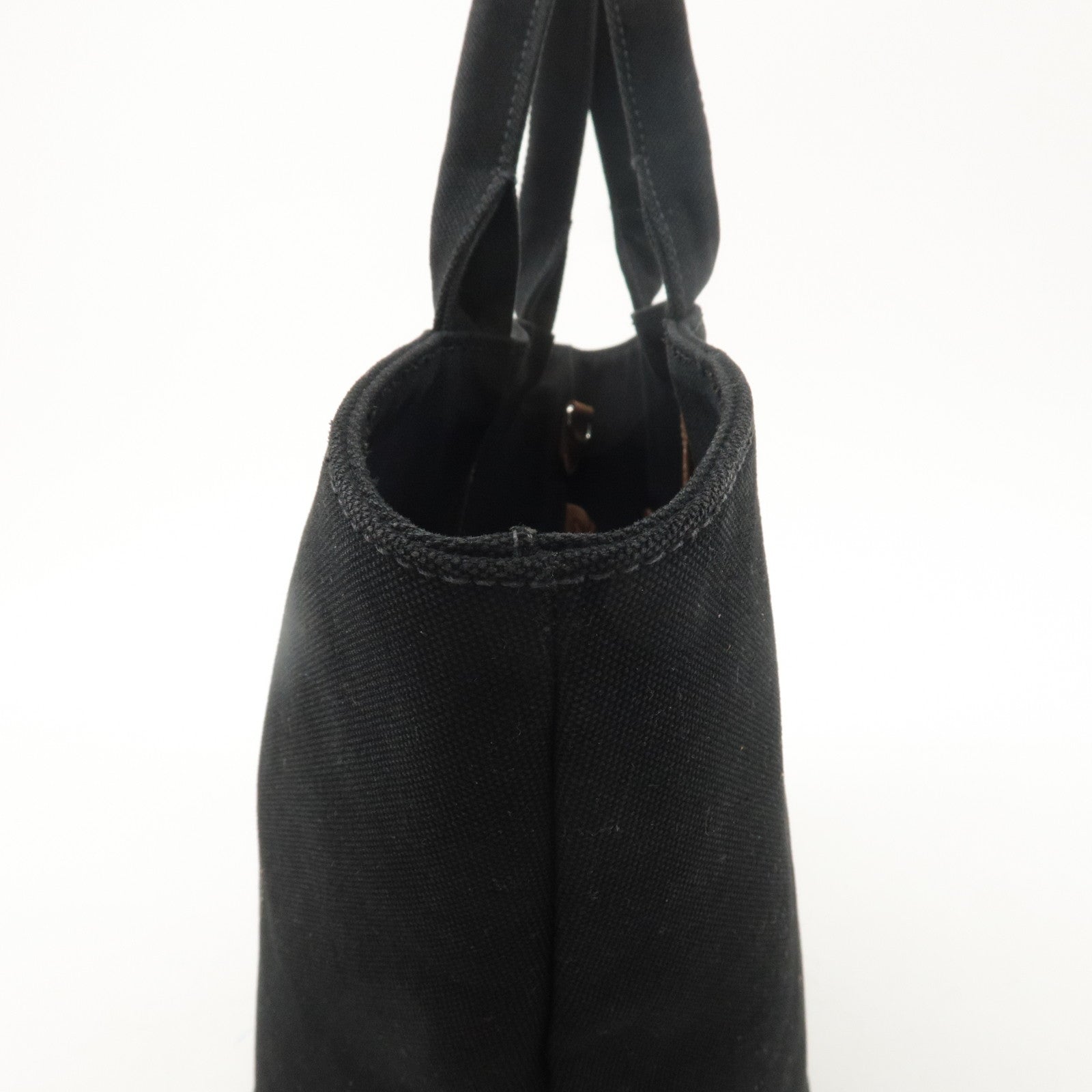 PRADA Canapa Canvas Tote Bag Hand Bag Black 1BG163