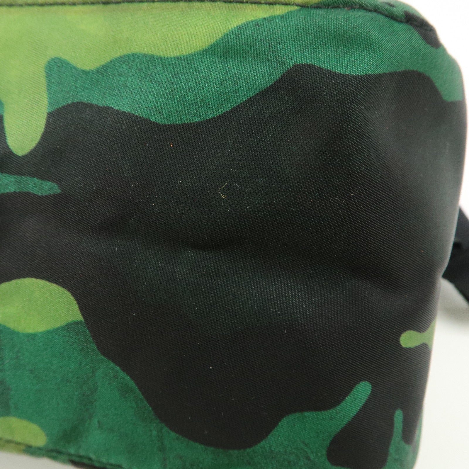 PRADA Logo Nylon Leather Camouflage Shoulder Bag Green Black