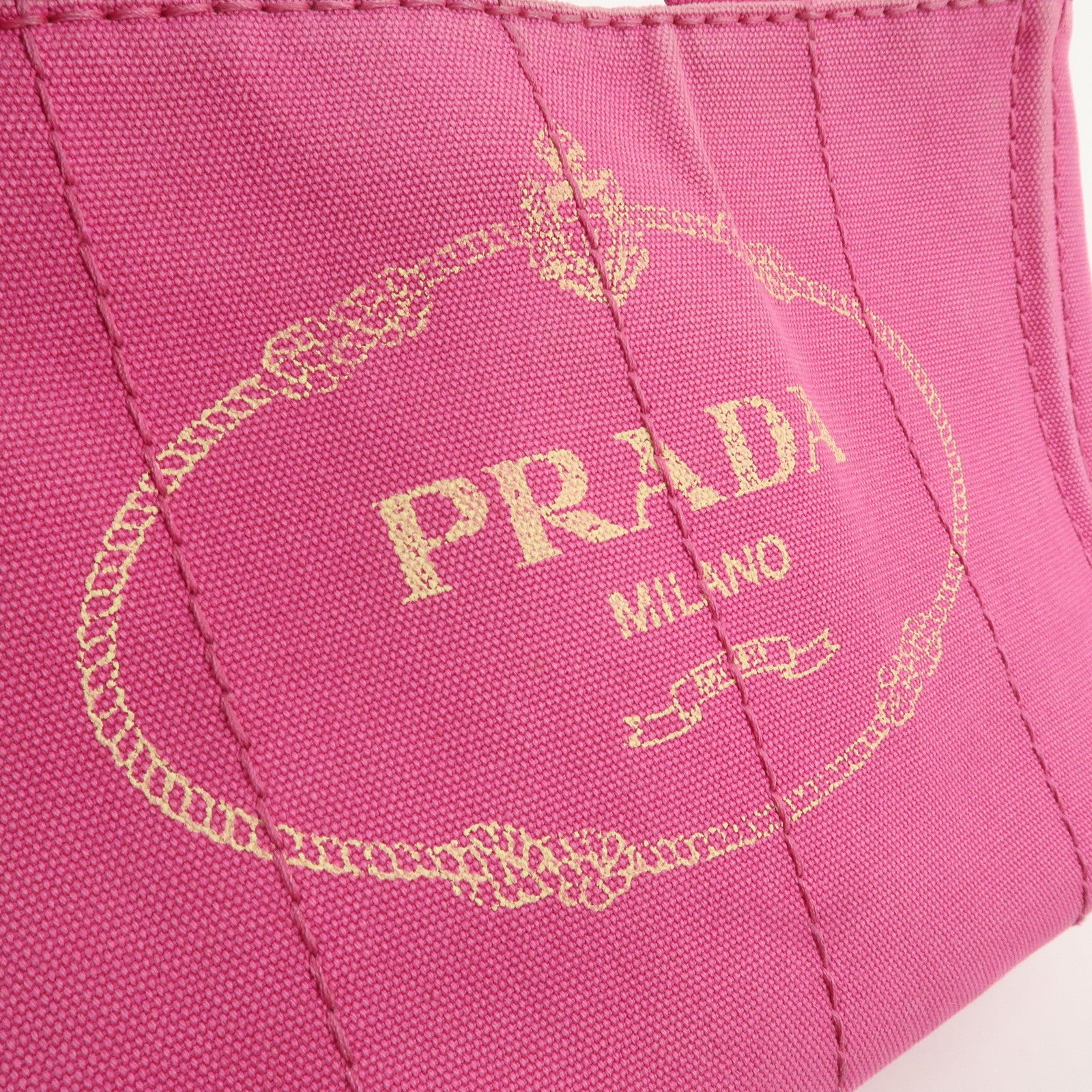 PRADA Logo Canapa Mini Canvas Hand Bag Tote Bag Pink 1BG439