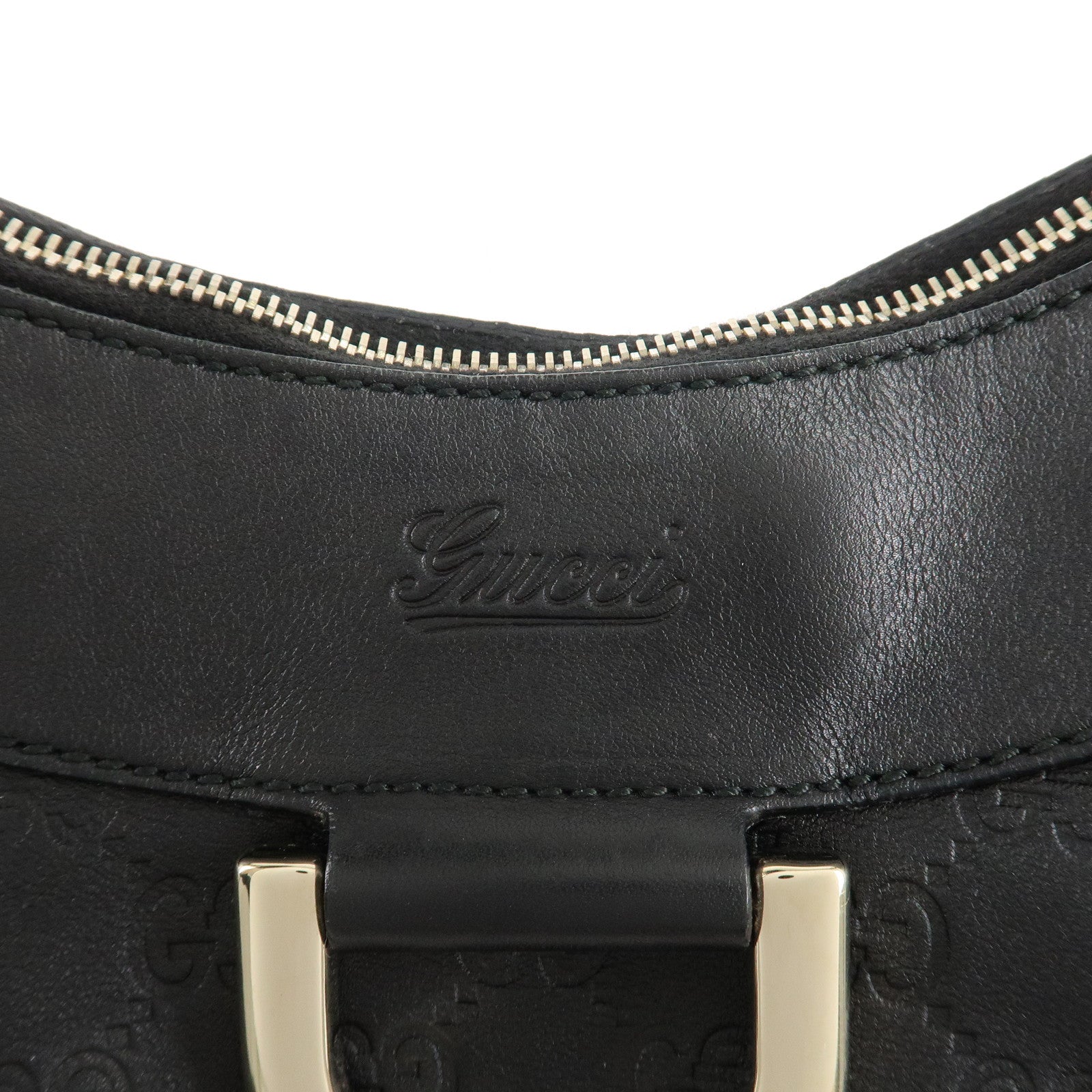 GUCCI Abbey Guccissima Leather Shoulder Bag Black 189833 Used