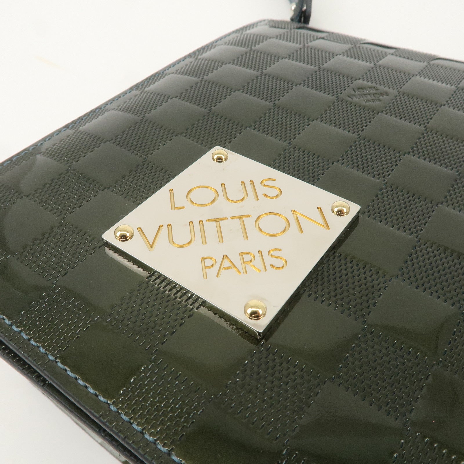 Louis Vuitton Damier Vernis Club Hand Bag Petrole Blue M92128