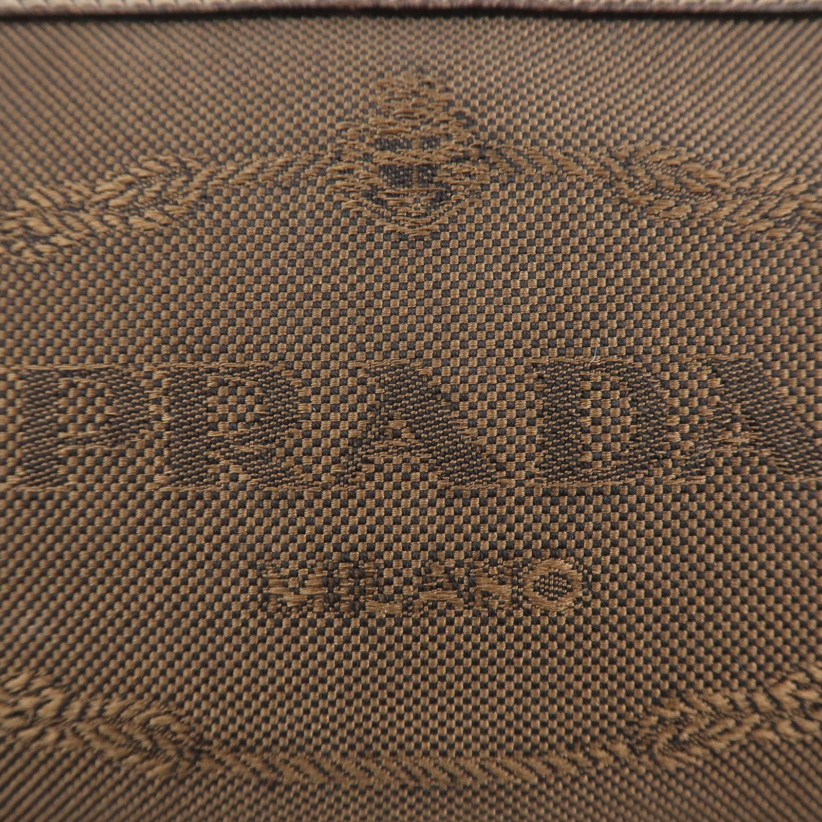 PRADA Logo Jaquard Leather Pouch Brown