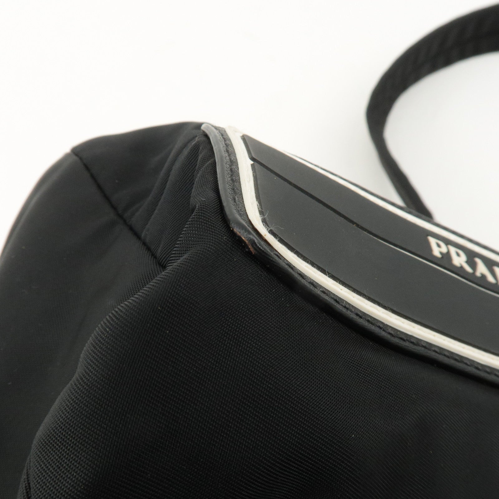 PRADA Nylon Leather Shoulder Bag Crossbody Bag Black