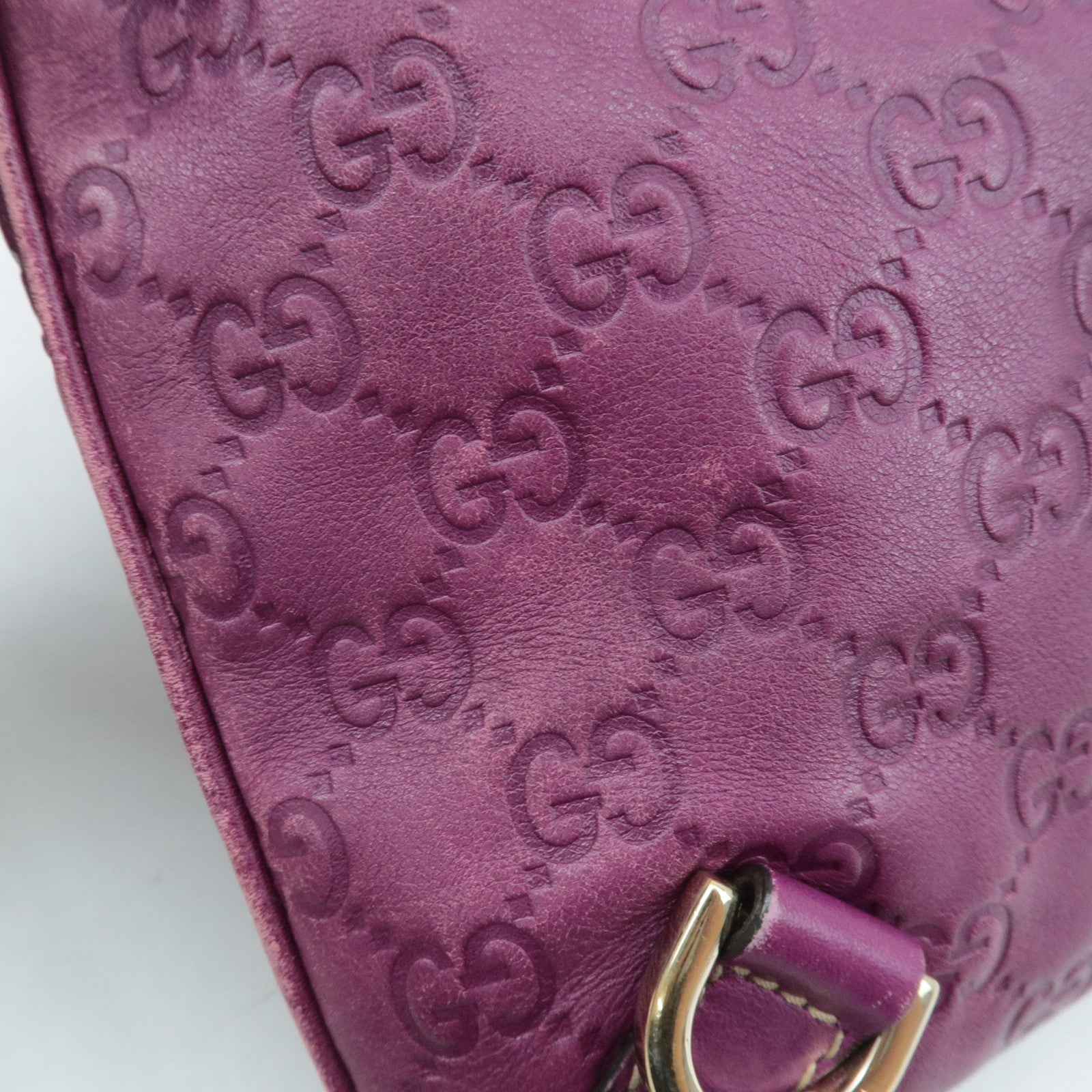 GUCCI Abbey Guccissima Leather Shoulder Bag Purple 131326 Used