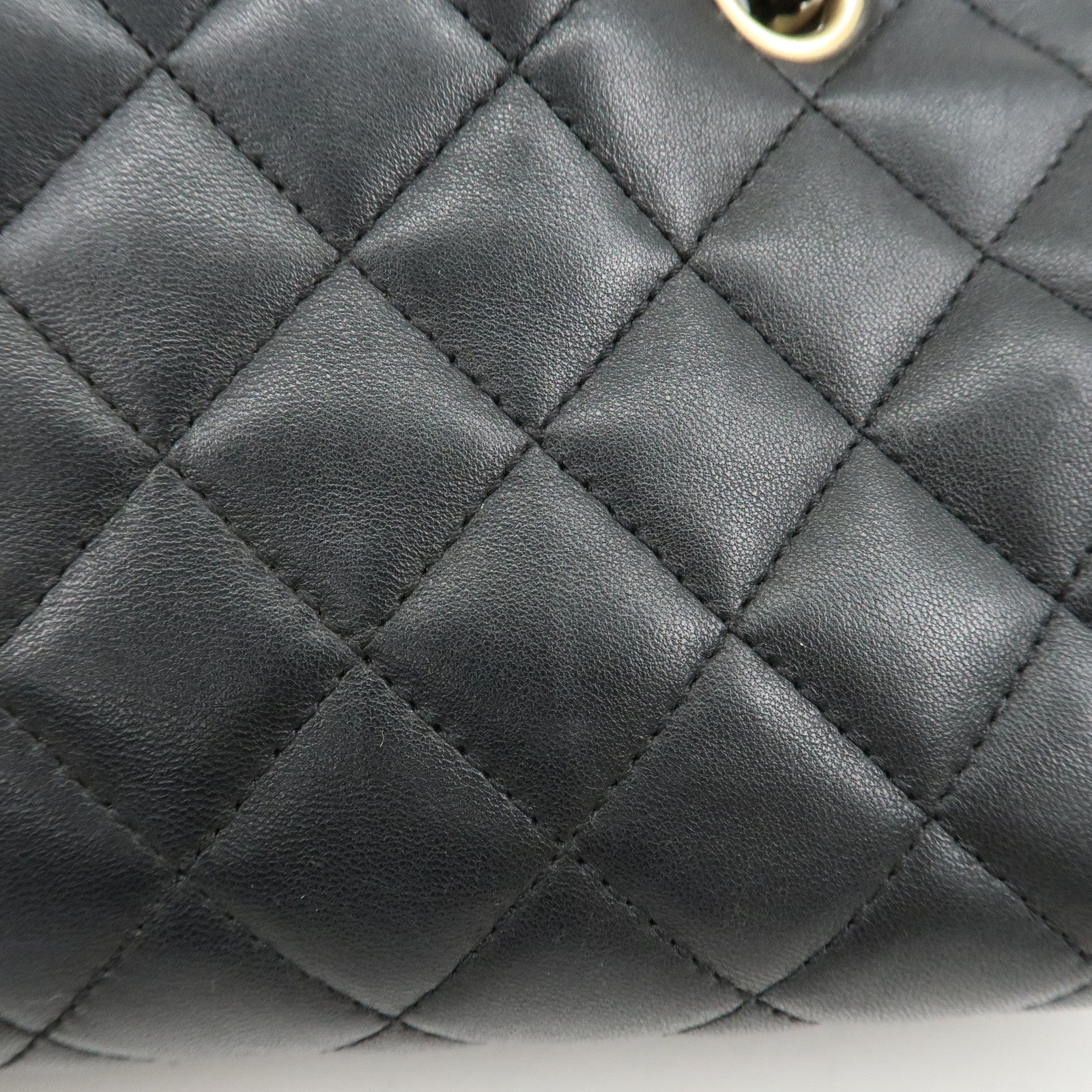 CHANEL Matelasse Lamb Skin Mademoiselle Bowling Bag Black