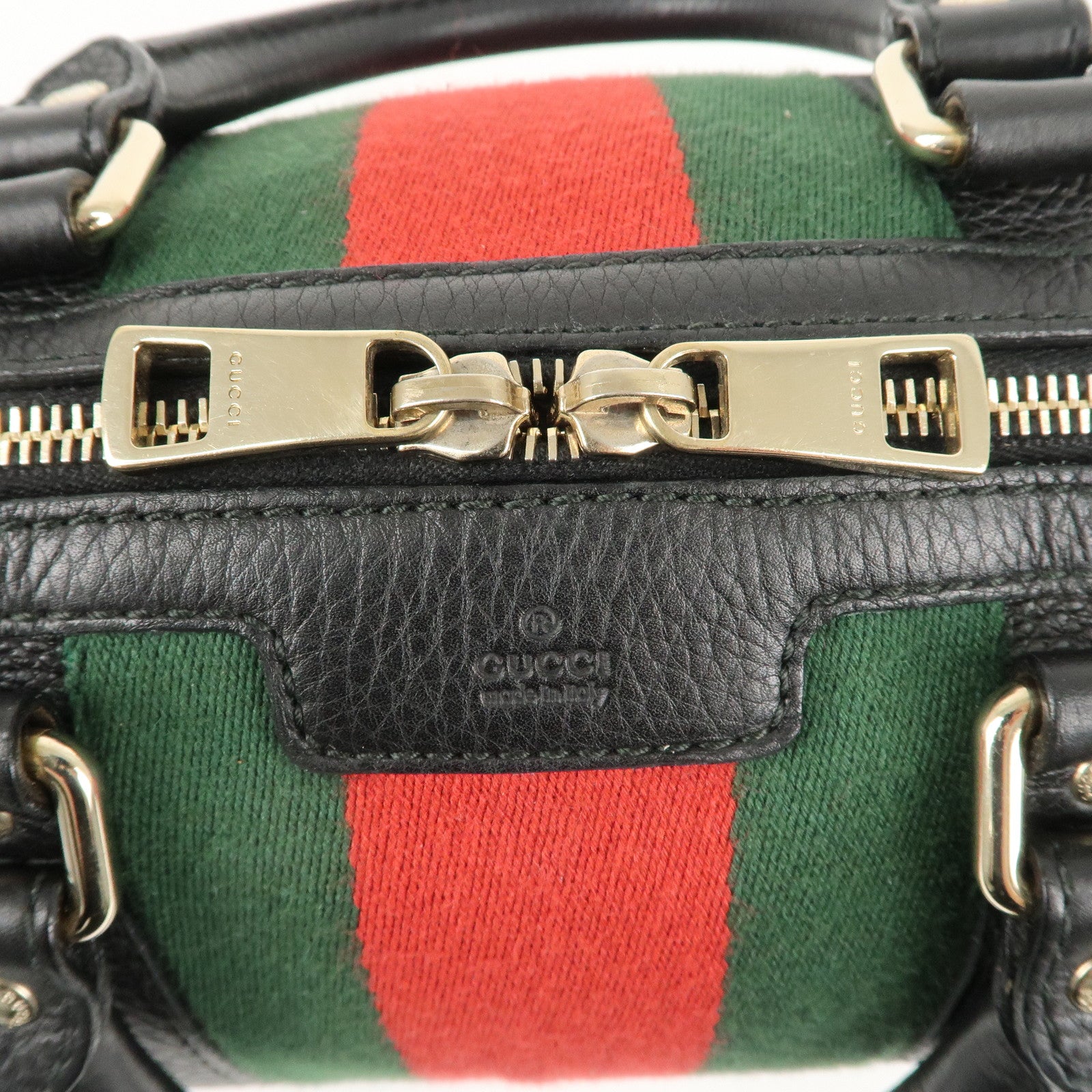 GUCCI Sherry Line Leather 2Way Boston Hand Bag Black 269876