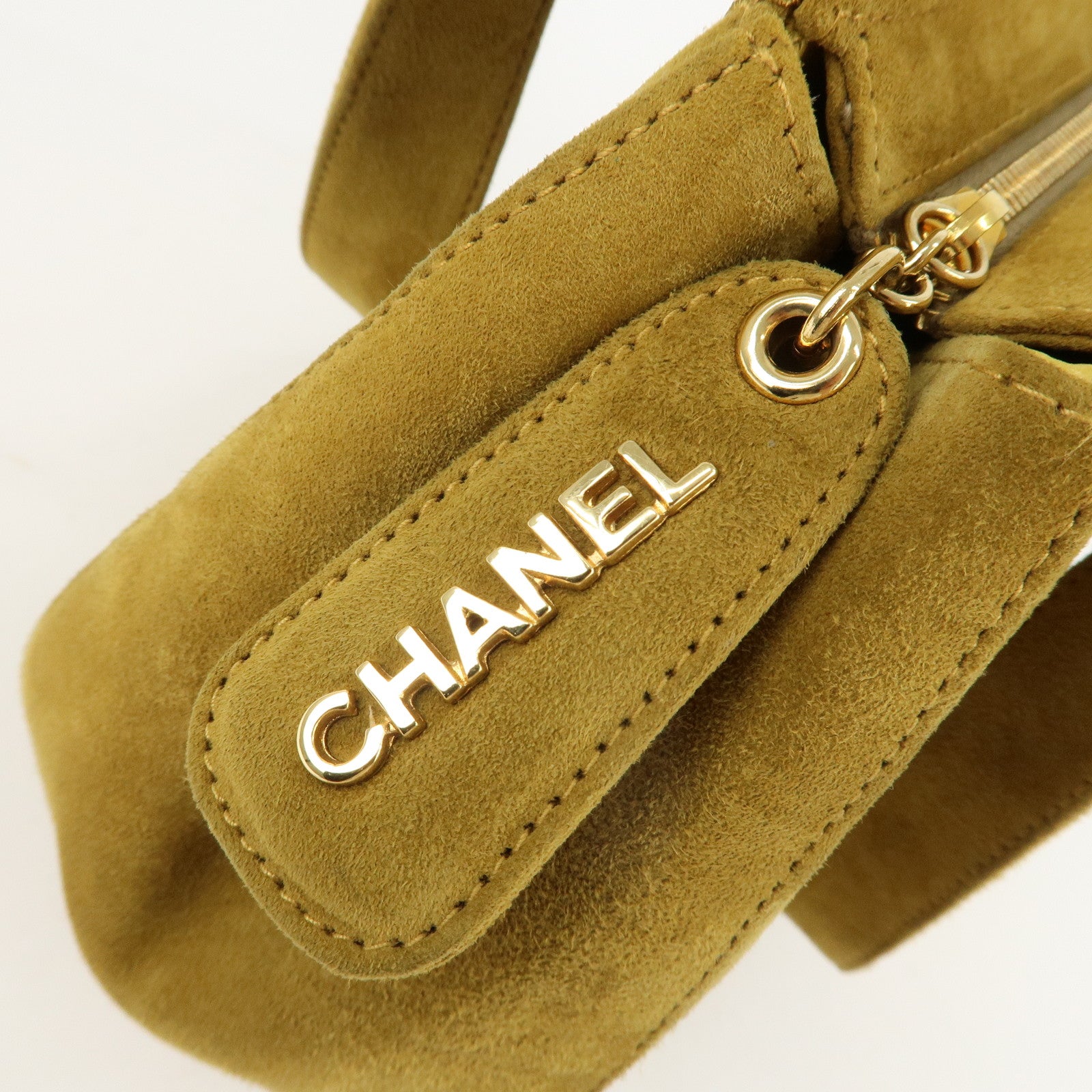 CHANEL Suede Shoulder Bag Hand Bag Mustard Gold Hardware