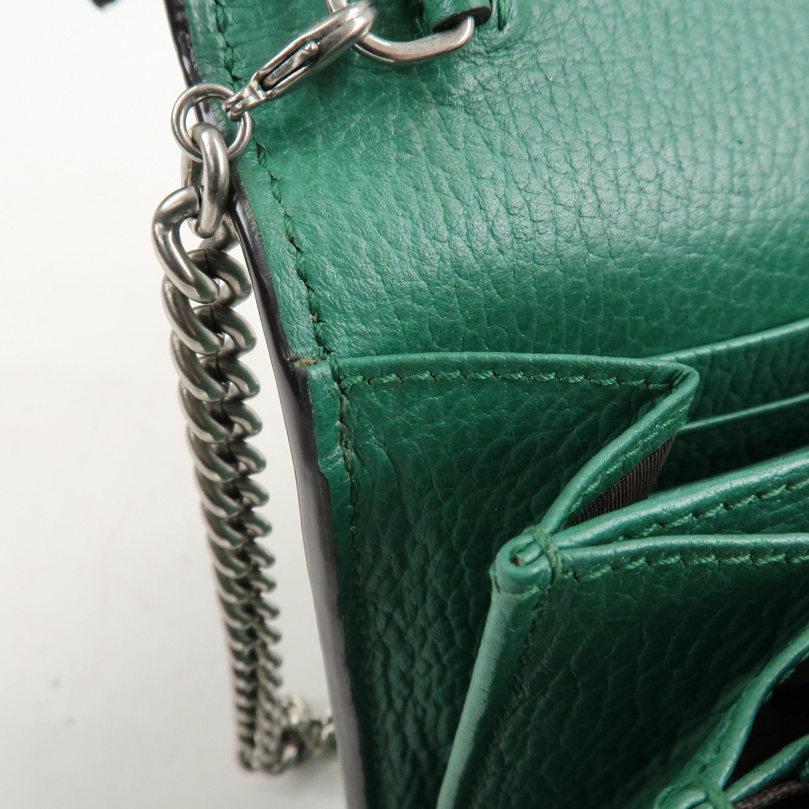 GUCCI Dionysus Leather Chain Shoulder Bag Green 401231 Used