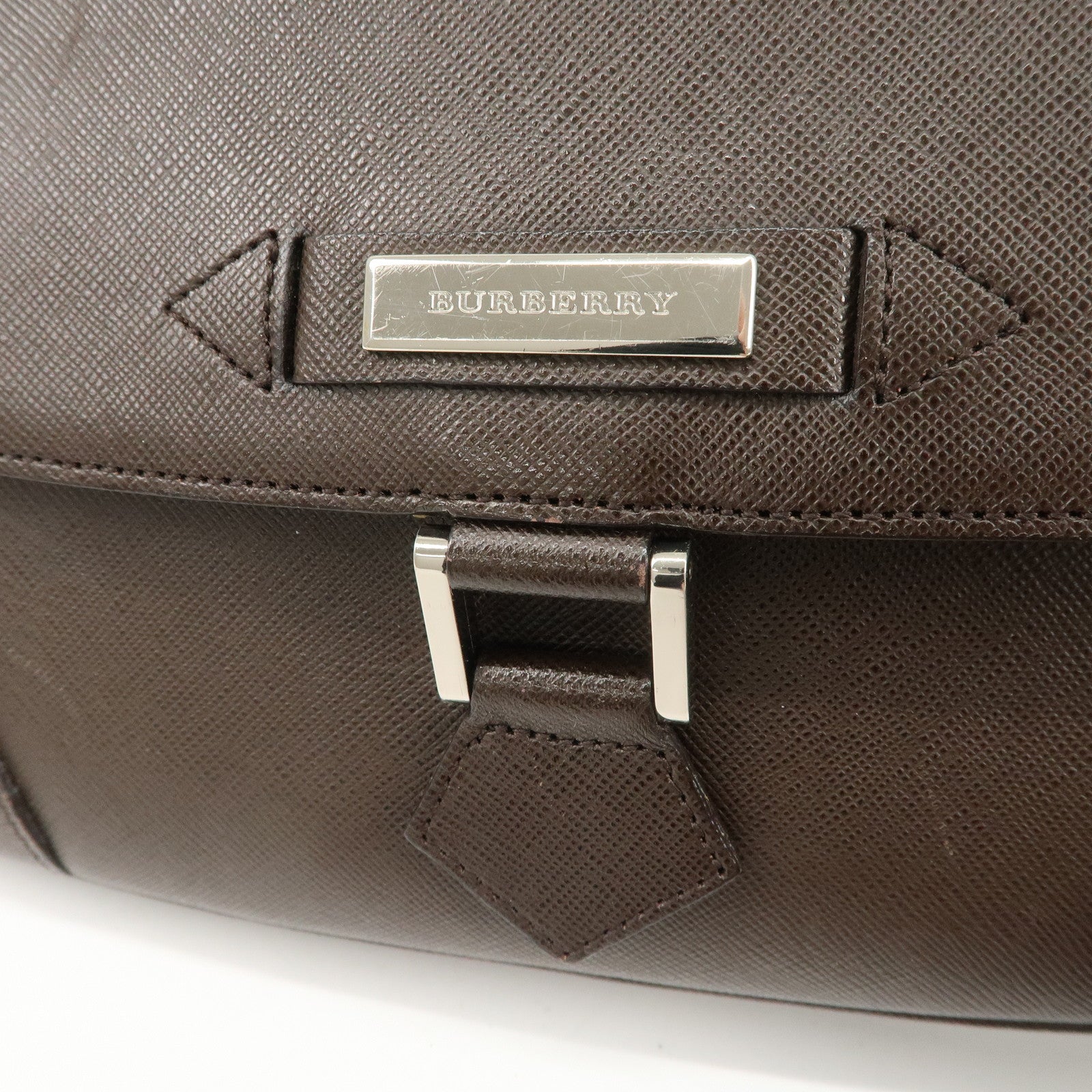 BURBERRY Leather Shoulder Bag Hand Bag Dark Brown