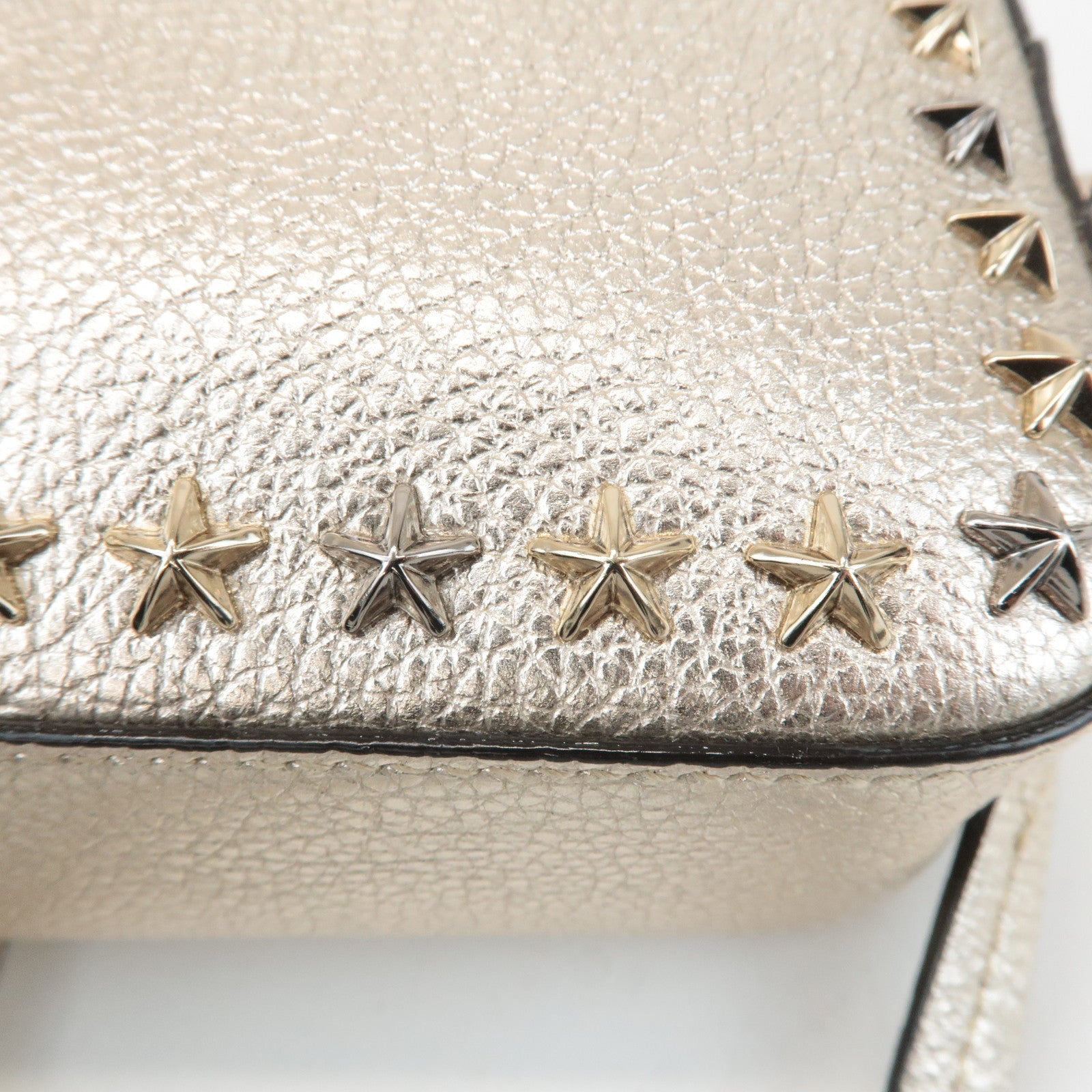 JIMMY CHOO Leather Studs Small Shoulder Bag Silver