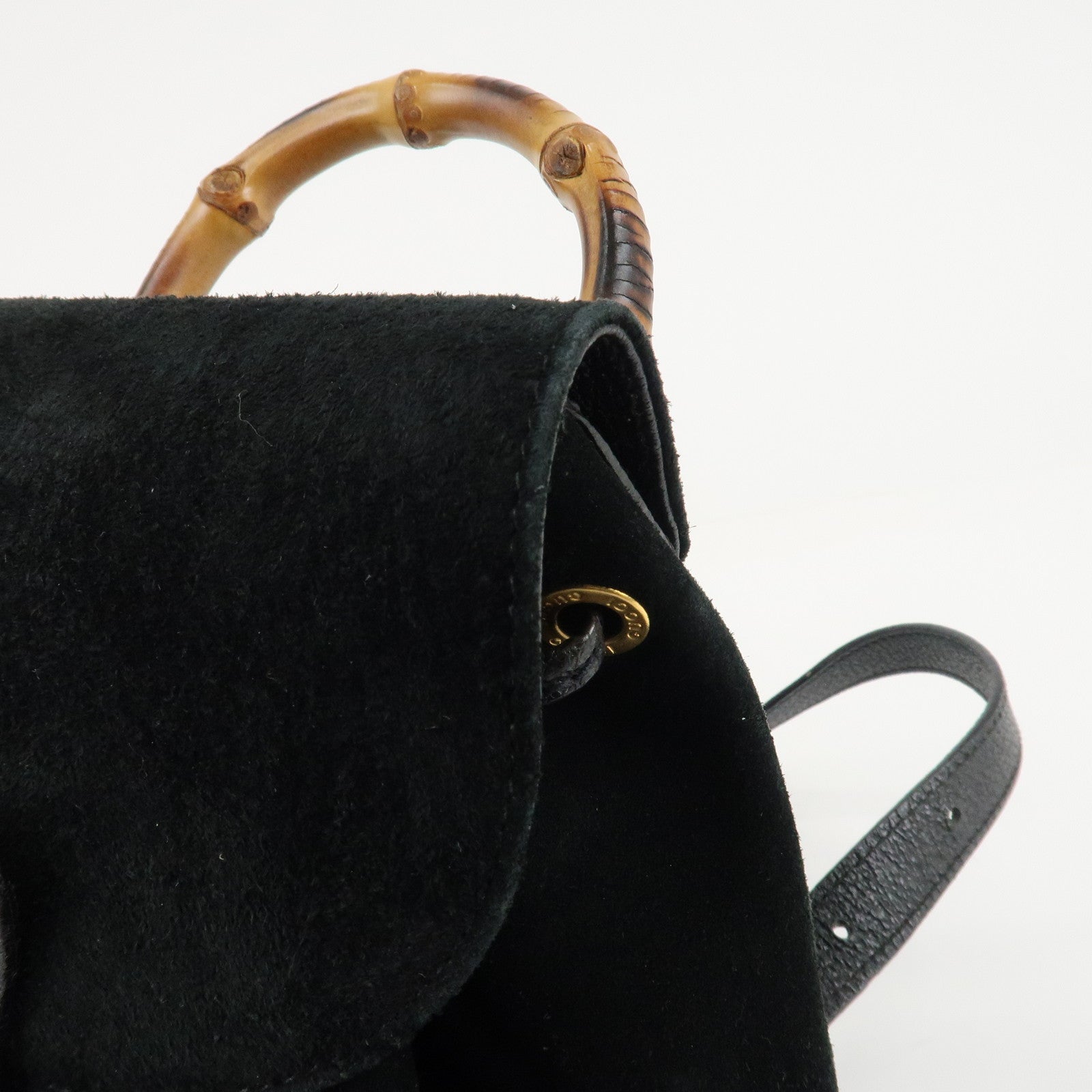 GUCCI Bamboo Leather Suede Mini Back Pack Black 003.1705.0030