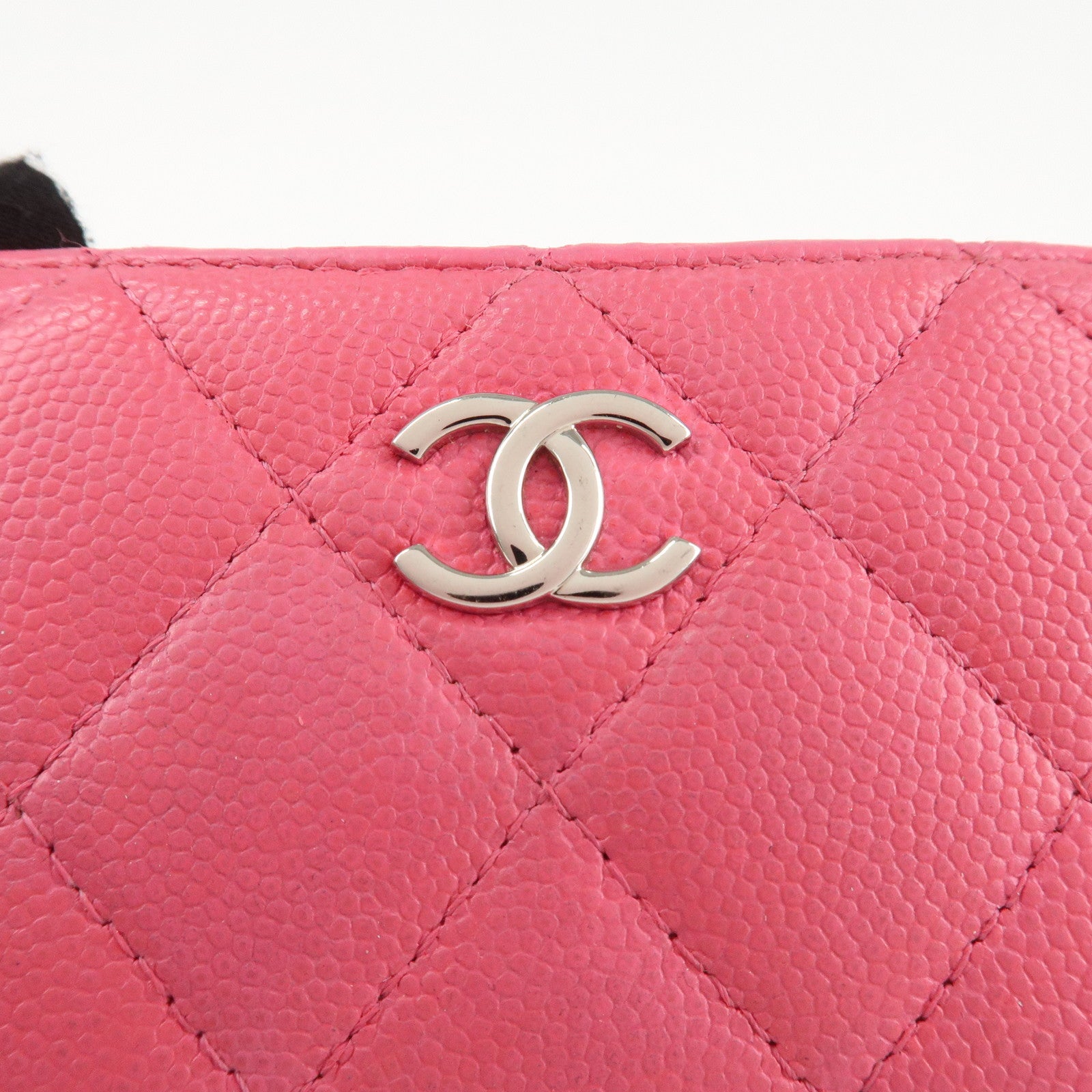 CHANEL Matelasse Caviar Skin Zippy Around Coin Purse Pink