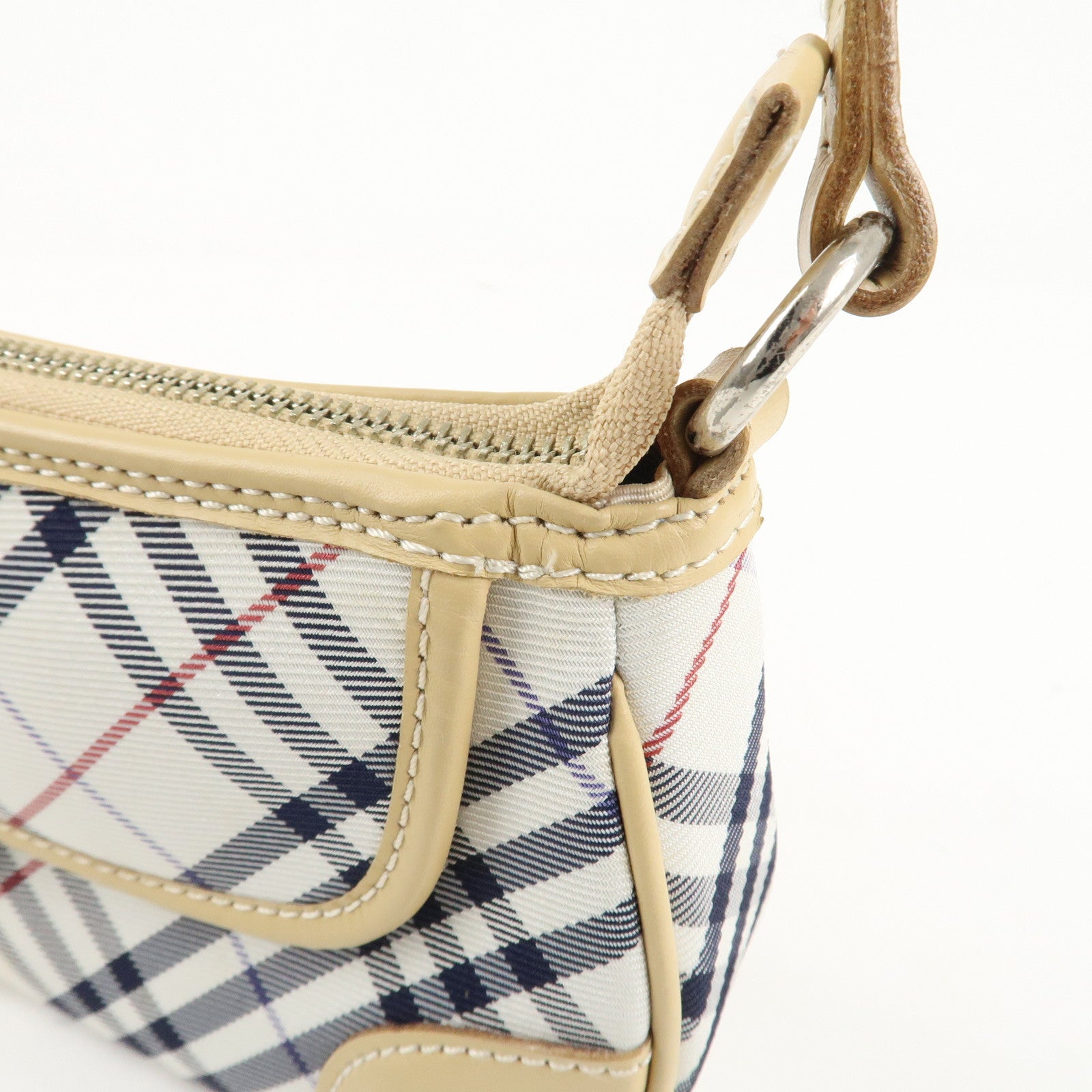 BURBERRY London Canvas Leather Nova Plaid Shoulder Bag Beige Ivory