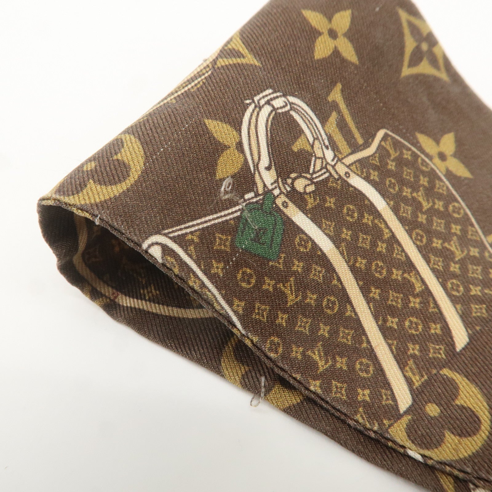 Louis Vuitton 100% Silk Bandeau Monogram Trunks Scarf Brown M72395