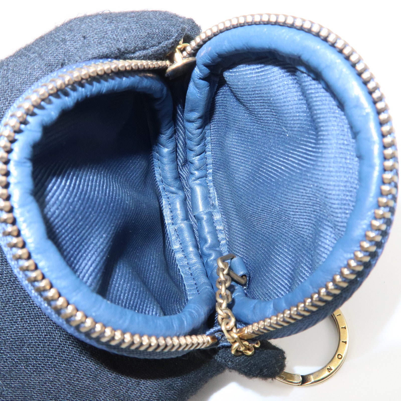 Louis Vuitton Monogram Denim Round Pouch Coin Case Blue M68290 Used