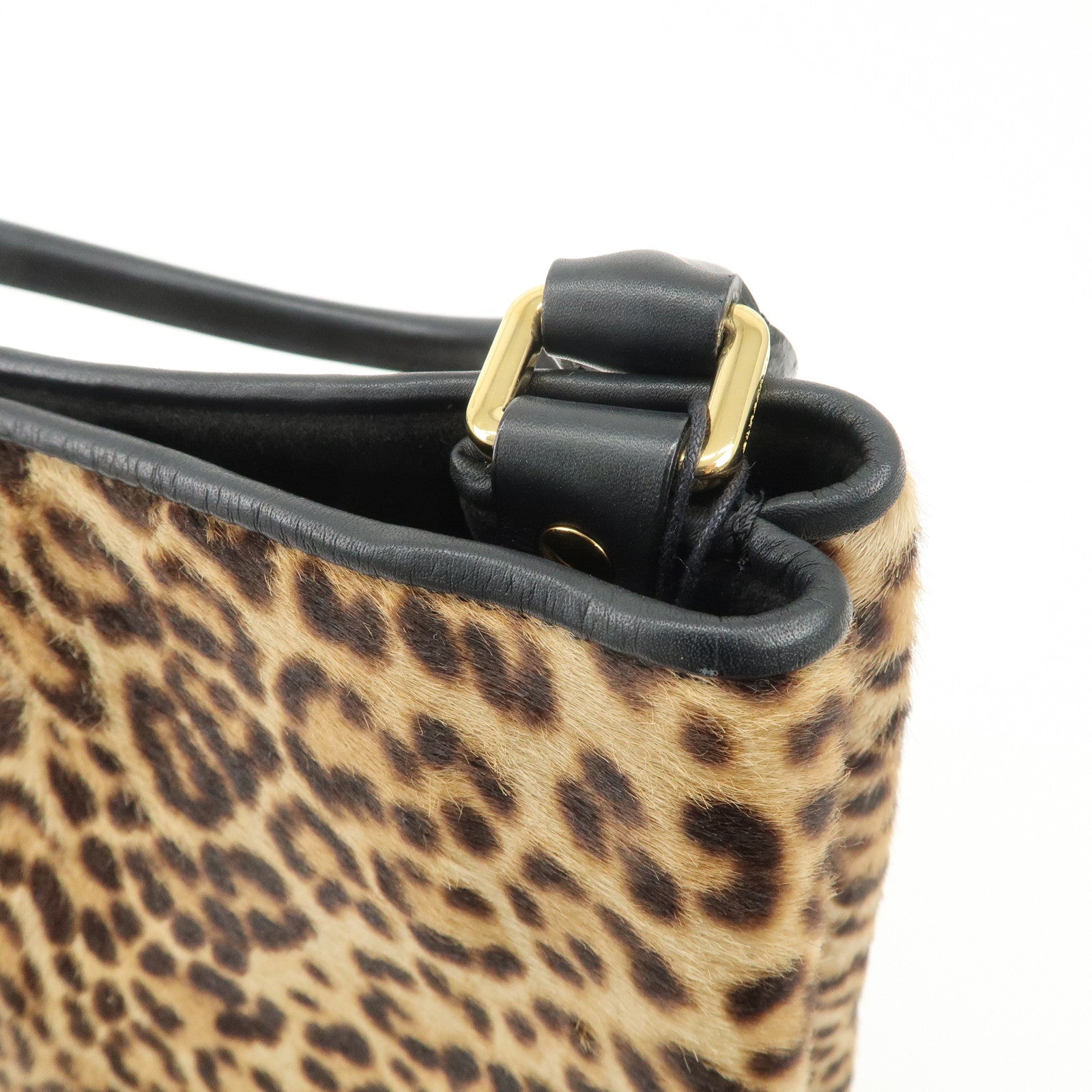 BURBERRY Unborn Calf Leather Bucket Bag Shoulder Bag Leopard