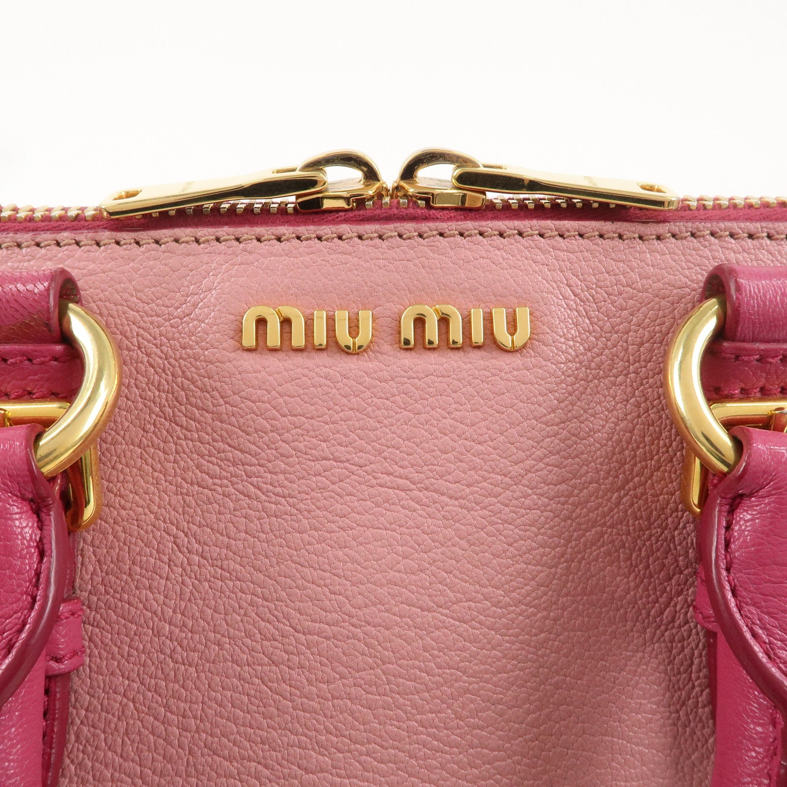 MIU MIU Leather 2WAY Bag Hand Bag Shoulder Bag Pink