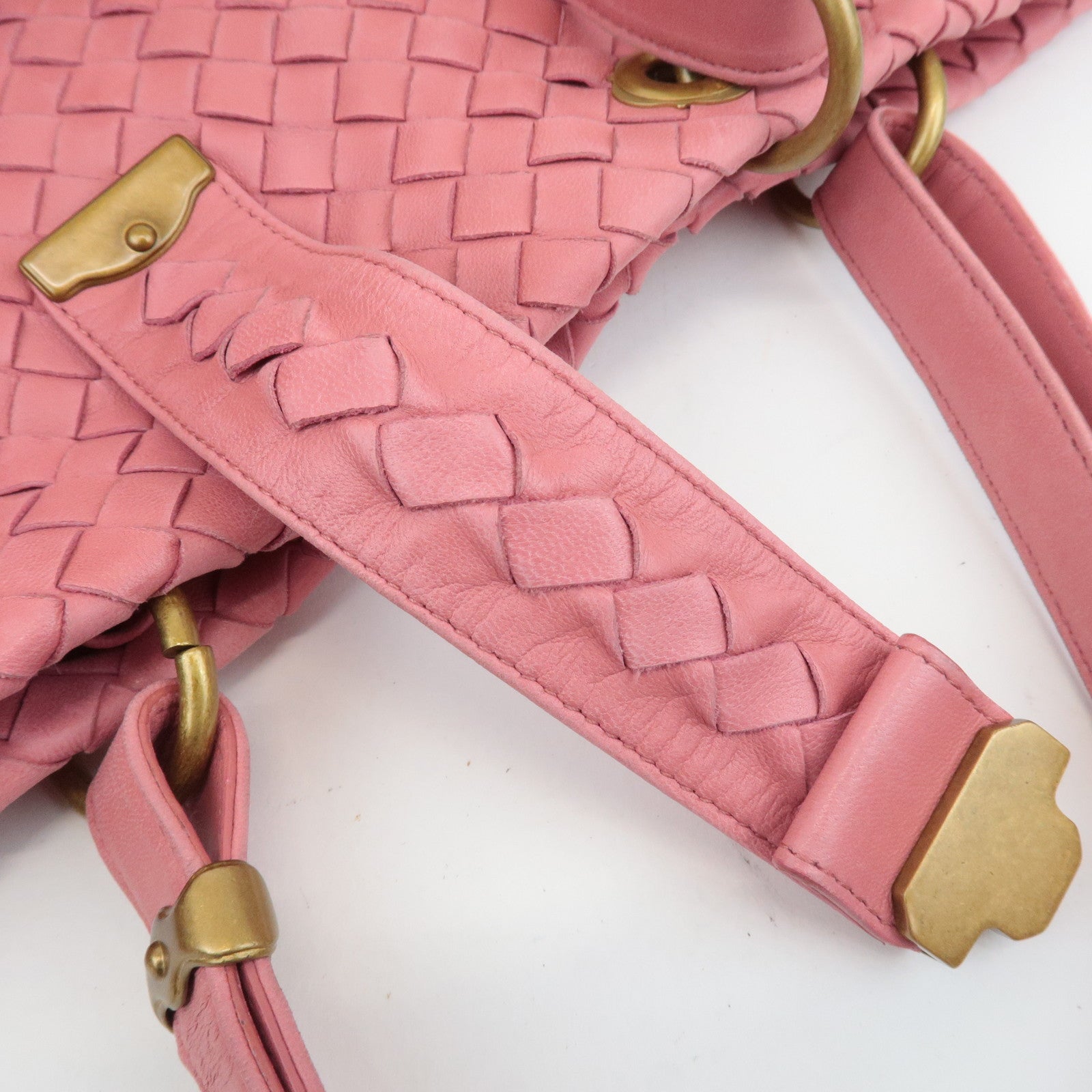 BOTTEGA VENETA Intrecciato Leather Tote Bag Pink 162197