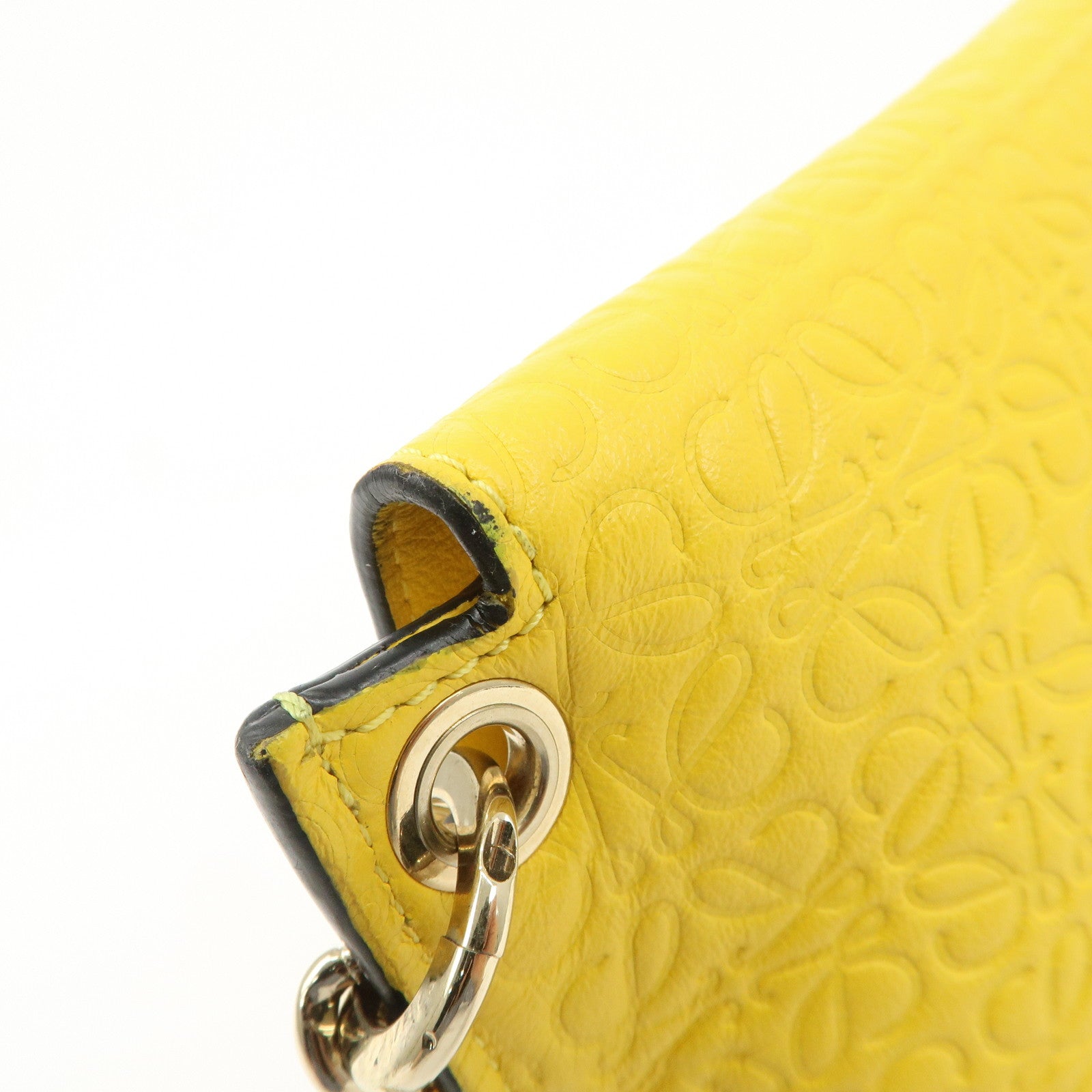 LOEWE Anagram Leather Avenue Chain Shoulder Bag Hand Bag Yellow