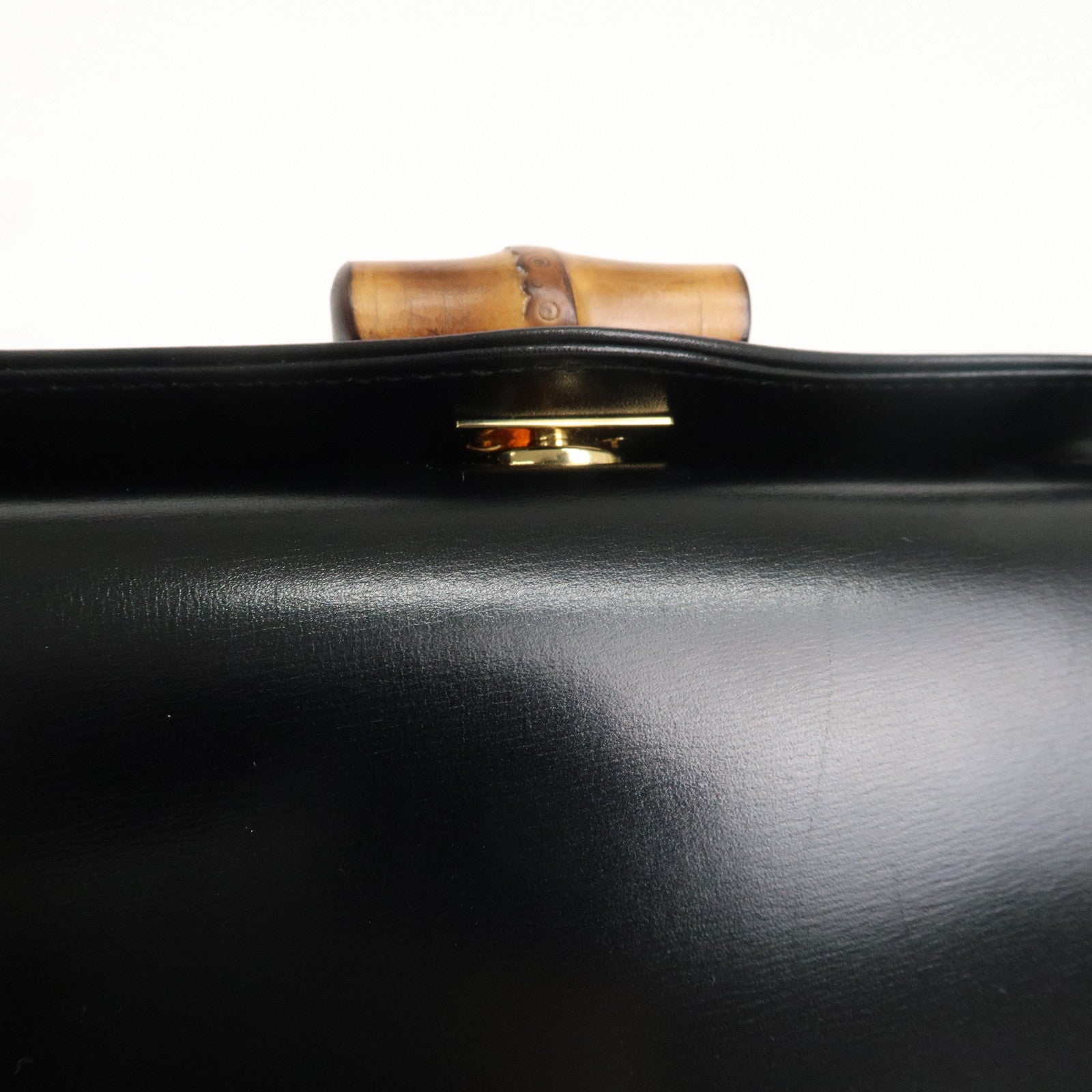 GUCCI Bamboo Leather 2WAY Hand Shoullder Bag Black 000・110・0175