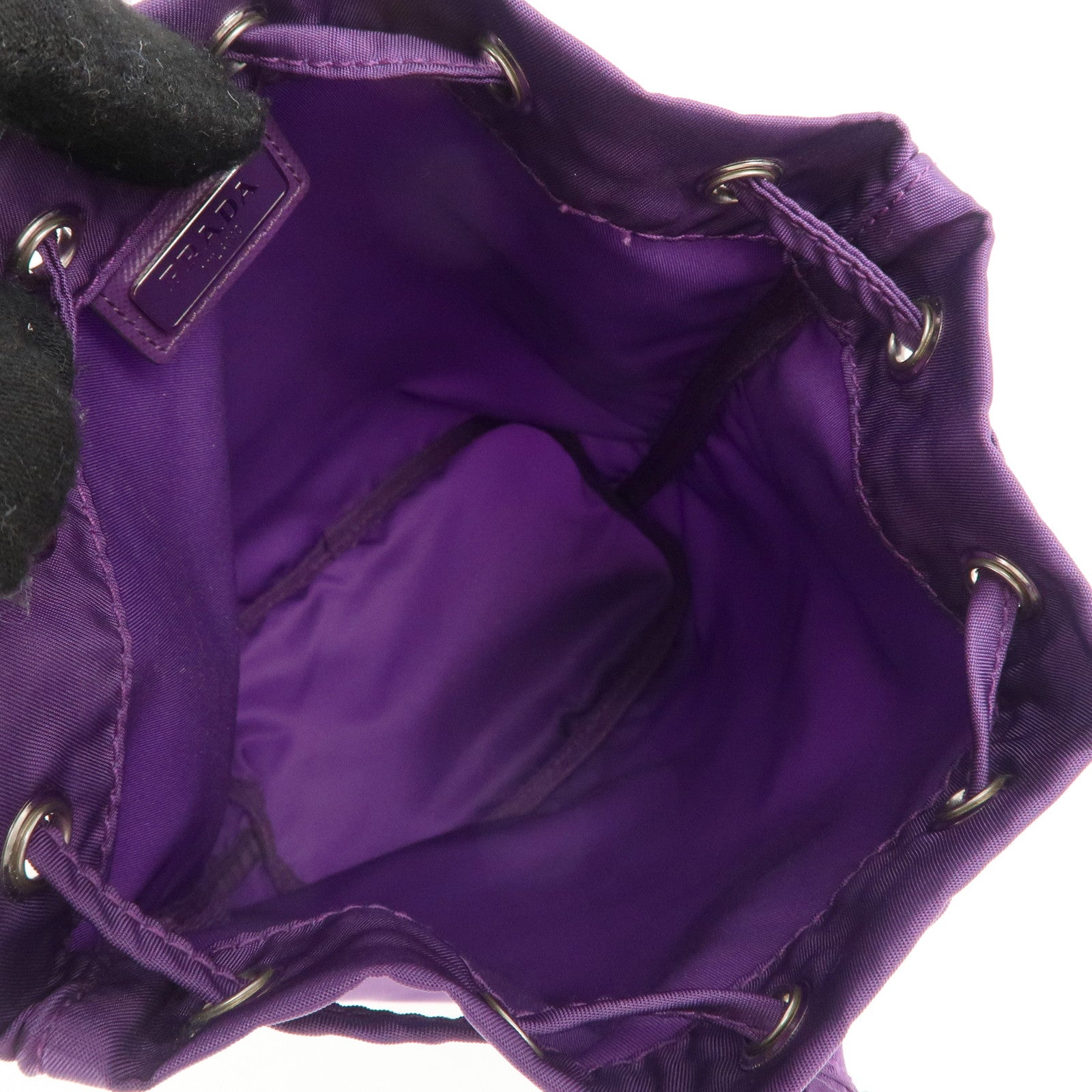 PRADA Nylon Leather Drawstring Pouch Purple 1NA369